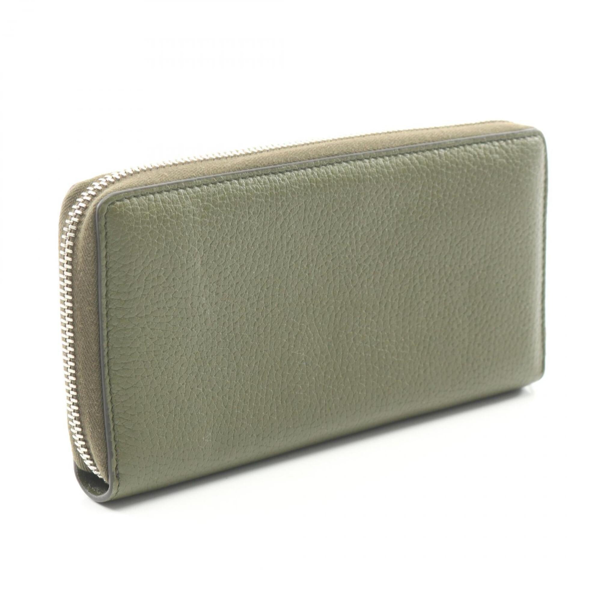 Gucci Khaki Leather Long Wallet (Bi-Fold) (Pre-Owned)