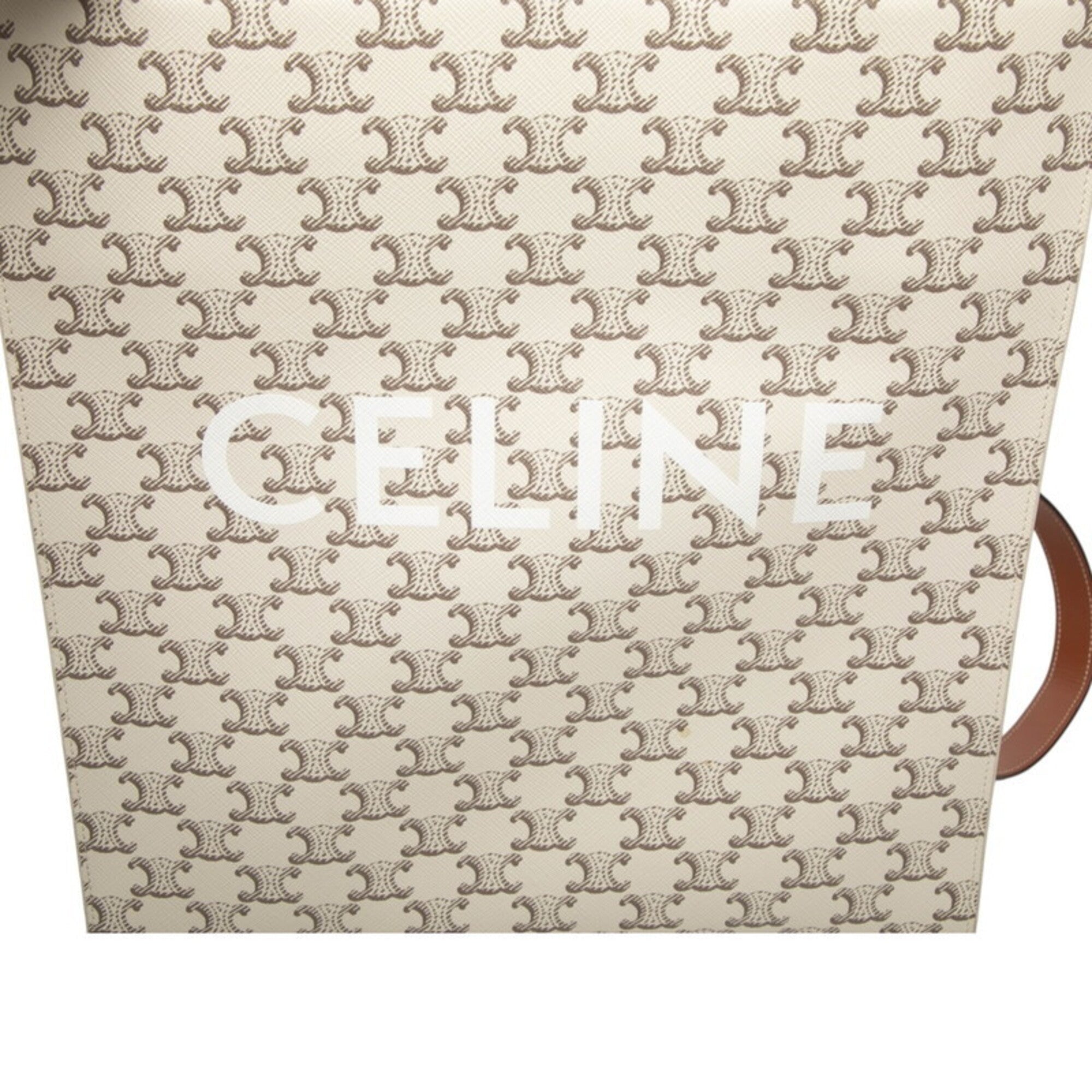 Celine Brown Ivory Pvc Leather Handbag Shoulder Bag (Pre-Owned)