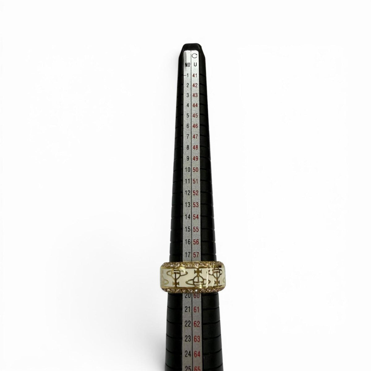 Vivienne Westwood Gold White Rhinestone Band Ring (Pre-Owned)