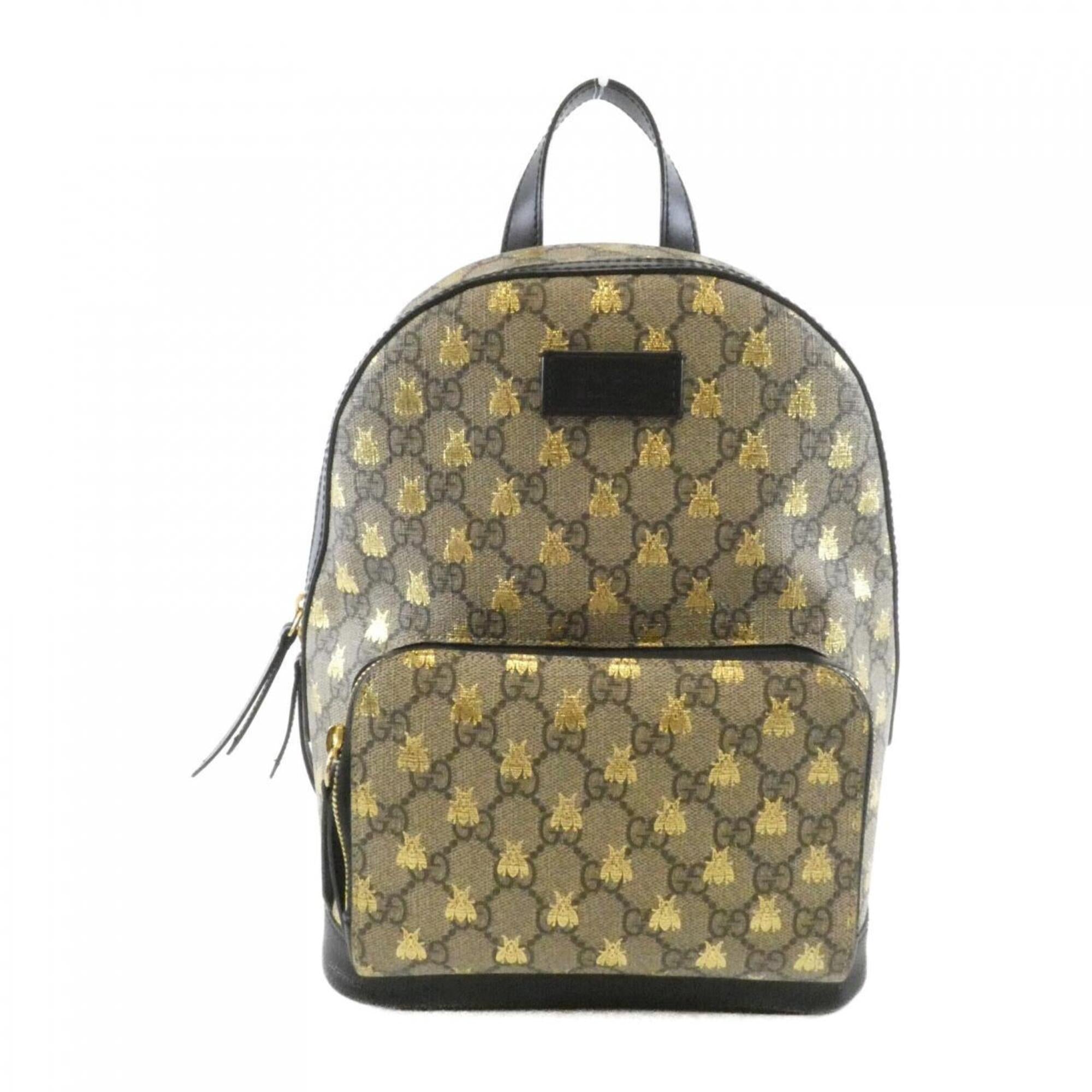Gucci Beige Black Gg Supreme Backpack (Pre-Owned)