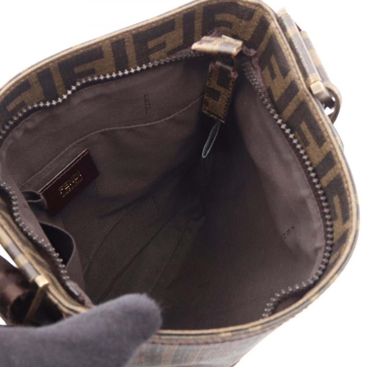 Fendi Black Brown Coated Canvas Handbag Shoulder Bag (Pre-Owned)
