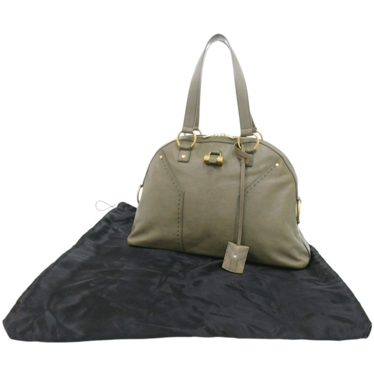Yves Saint Laurent Muse Olive Leather Handbag (Pre-Owned)
