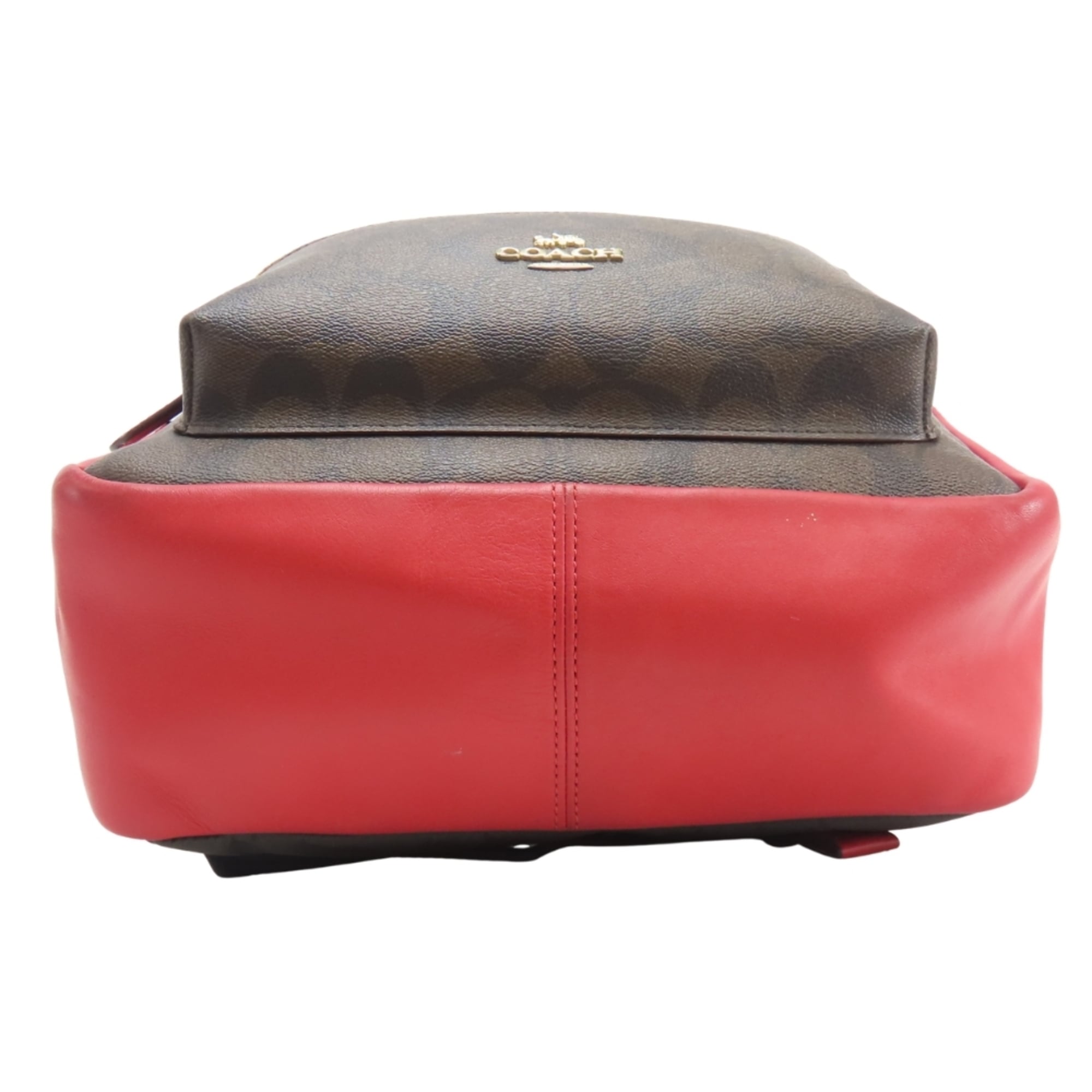 Coach Dark Brown Red Color Pvc Leather Backpack (Pre-Owned)