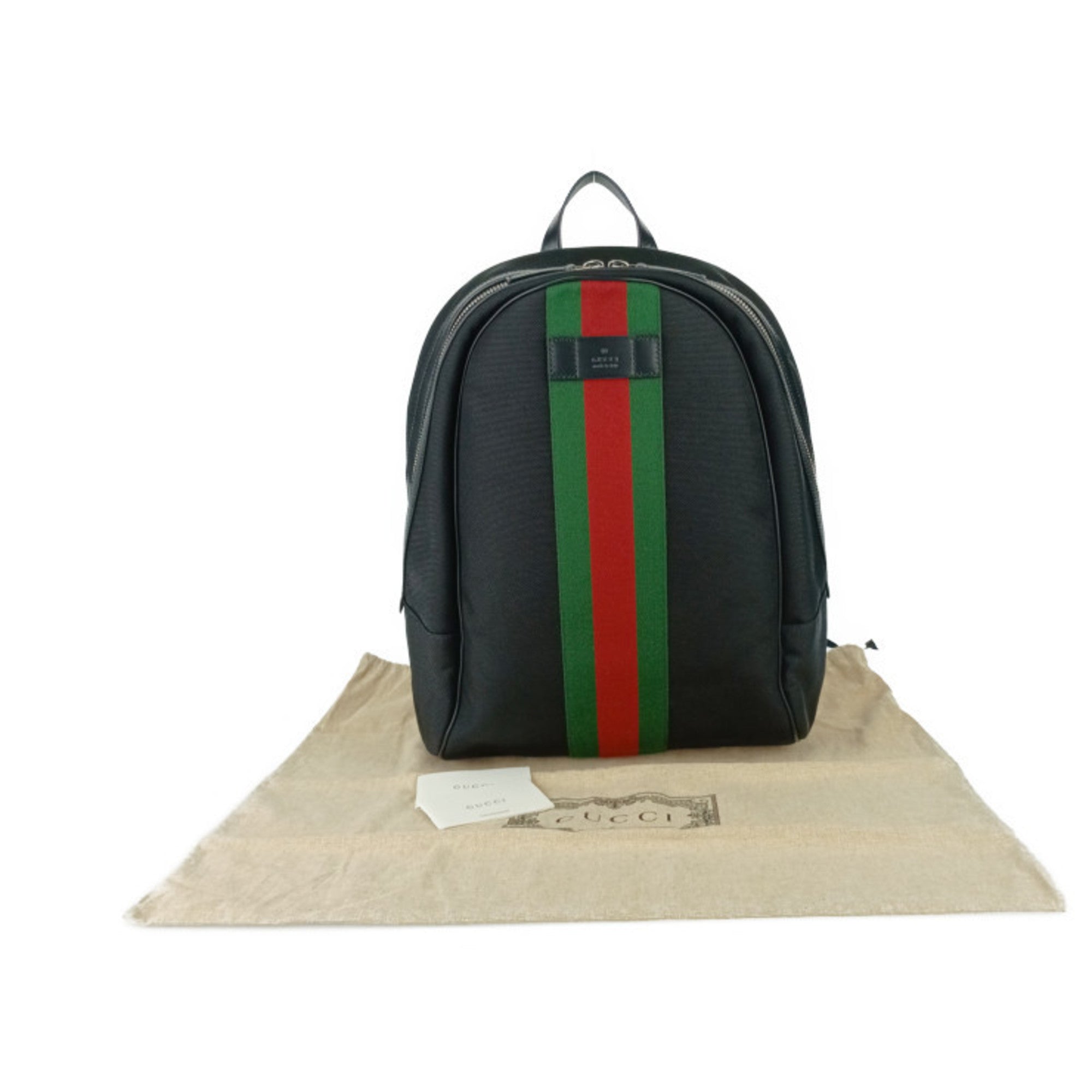 Gucci Black Canvas Leather Backpack (Pre-Owned)
