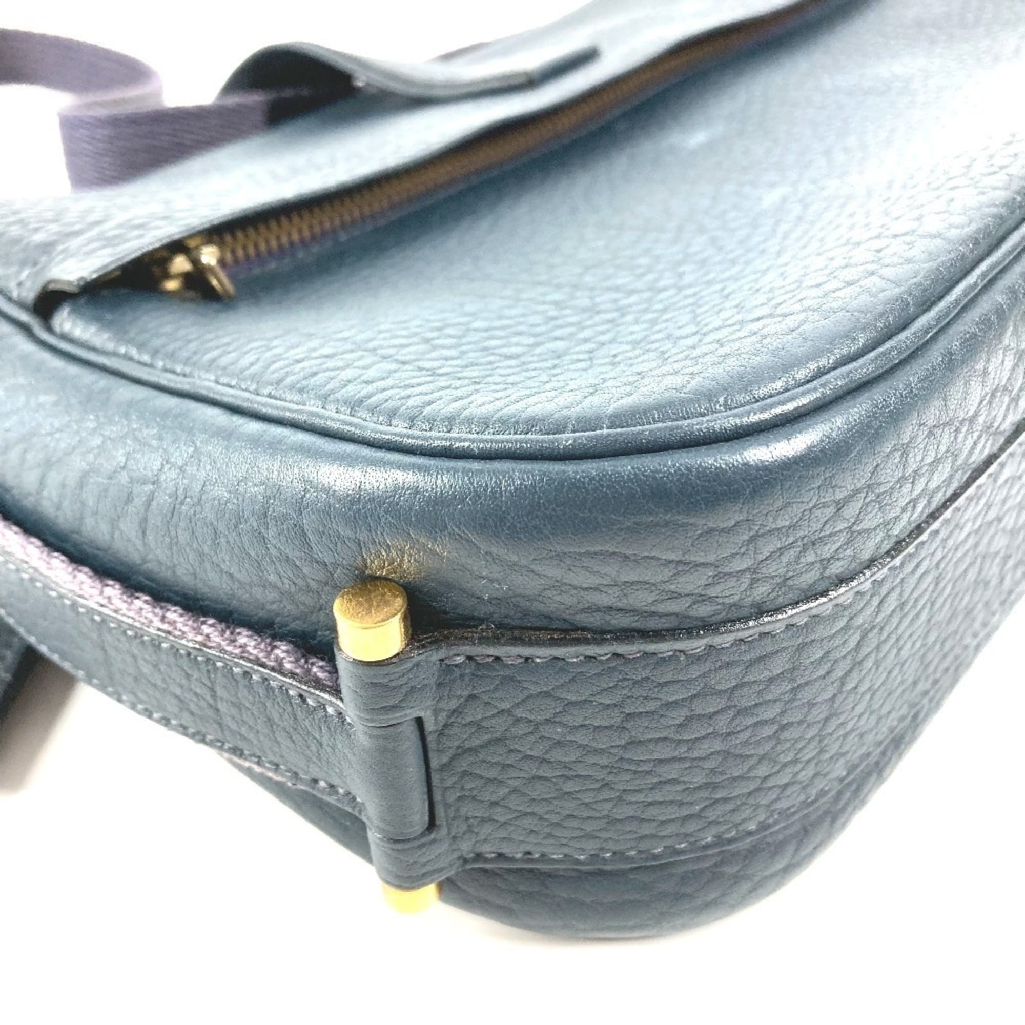 Hermes Navy Leather Shoulder Bag (Pre-Owned)