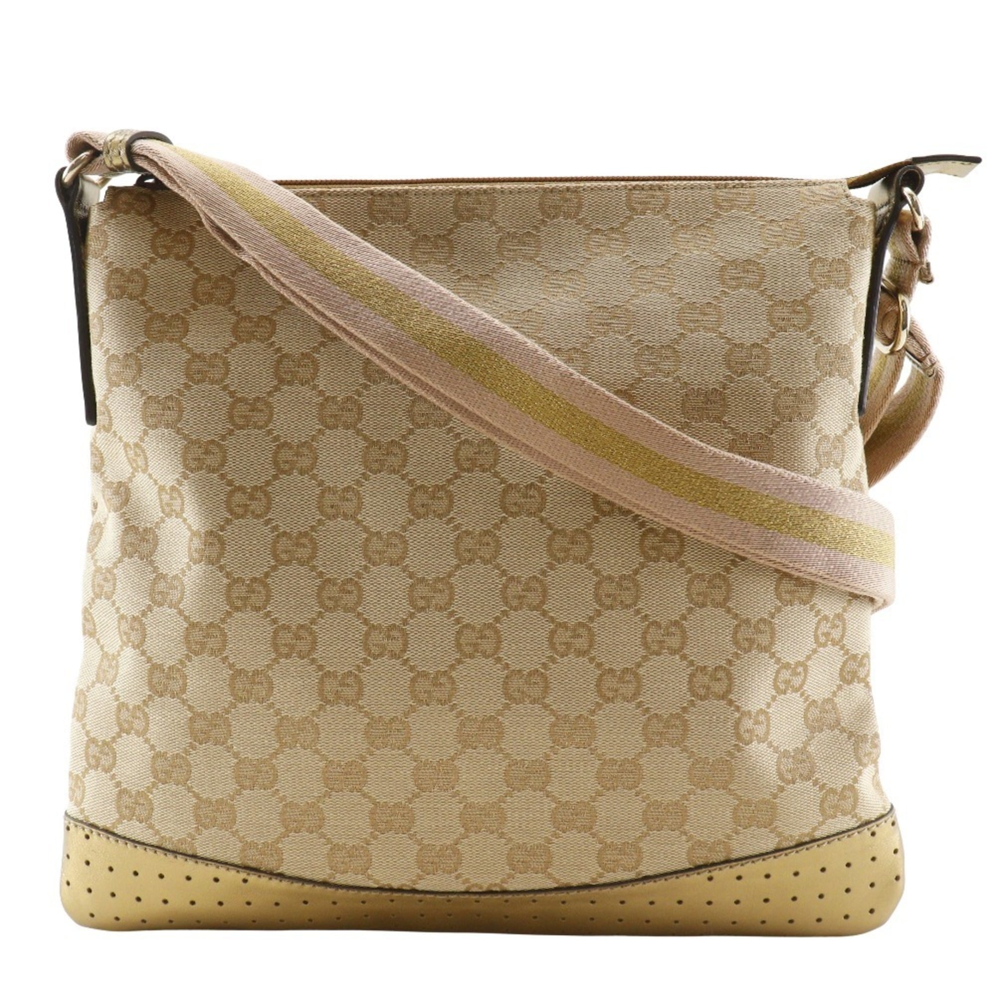 Gucci Gg Canvas Beige Gg Canvas Shoulder Bag (Pre-Owned)