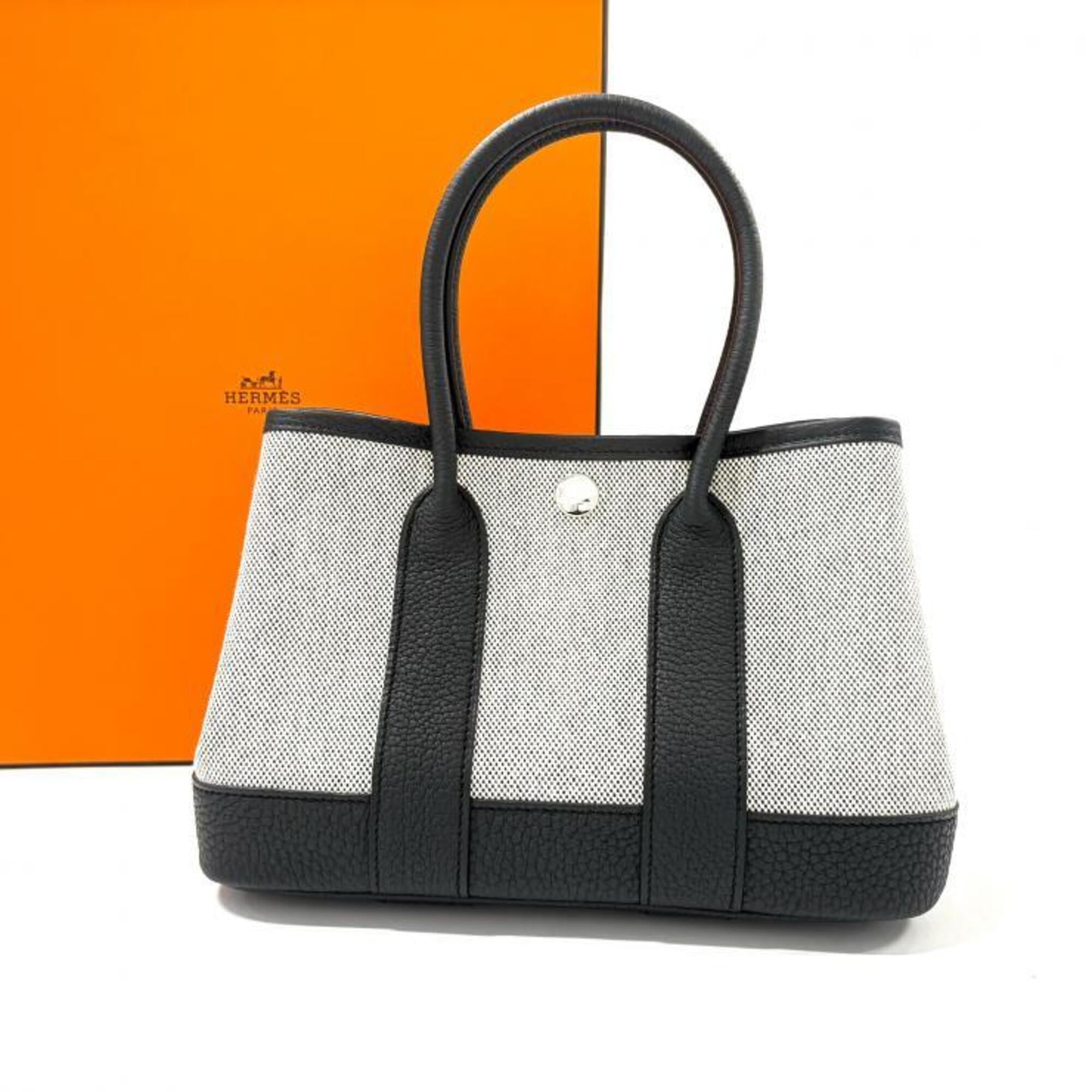 Hermes Black Ecru Negonda Leather Toile H Tote Bag (Pre-Owned)