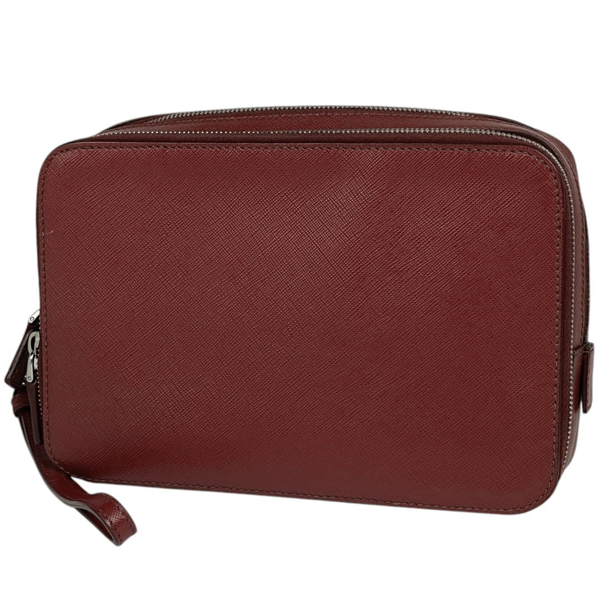 Prada Red Color Leather Clutch Bag (Pre-Owned)