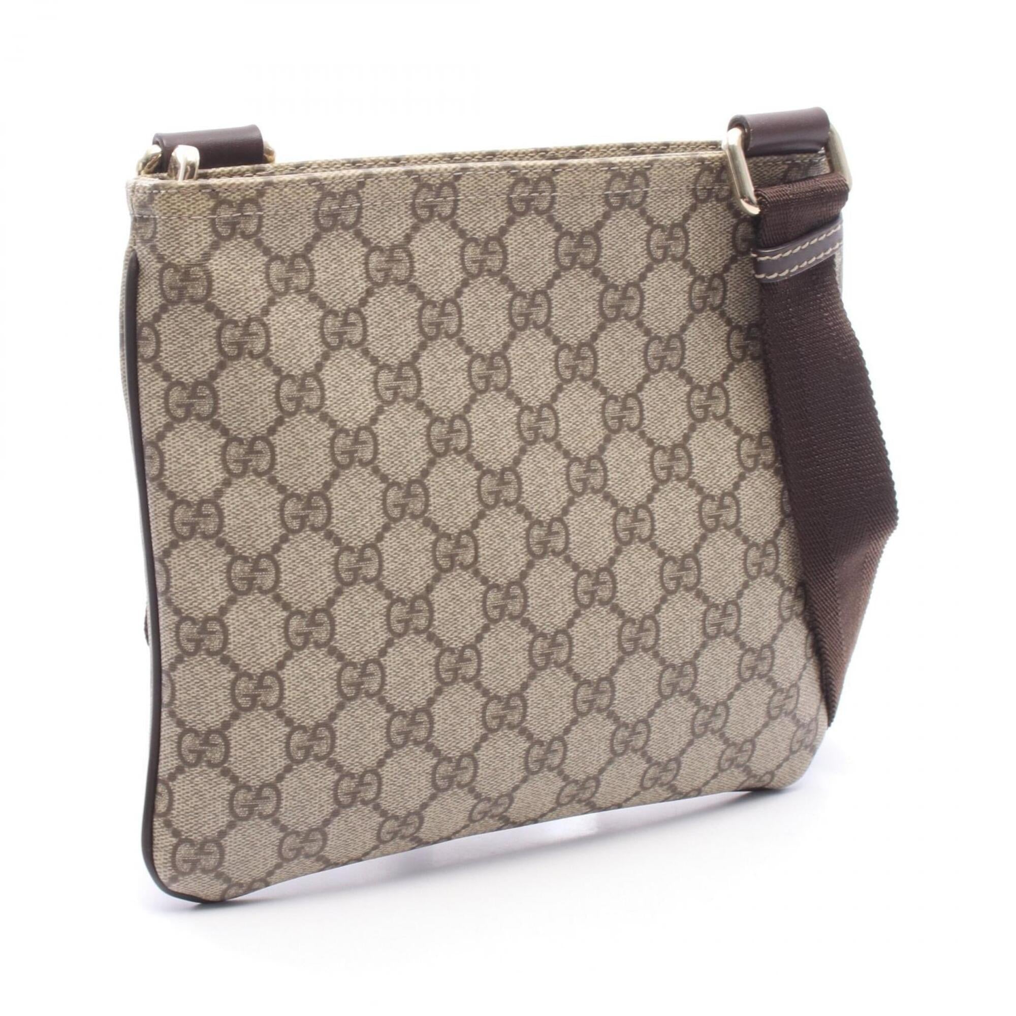 Gucci Beige Brown Canvas Leather Handbag Shoulder Bag (Pre-Owned)