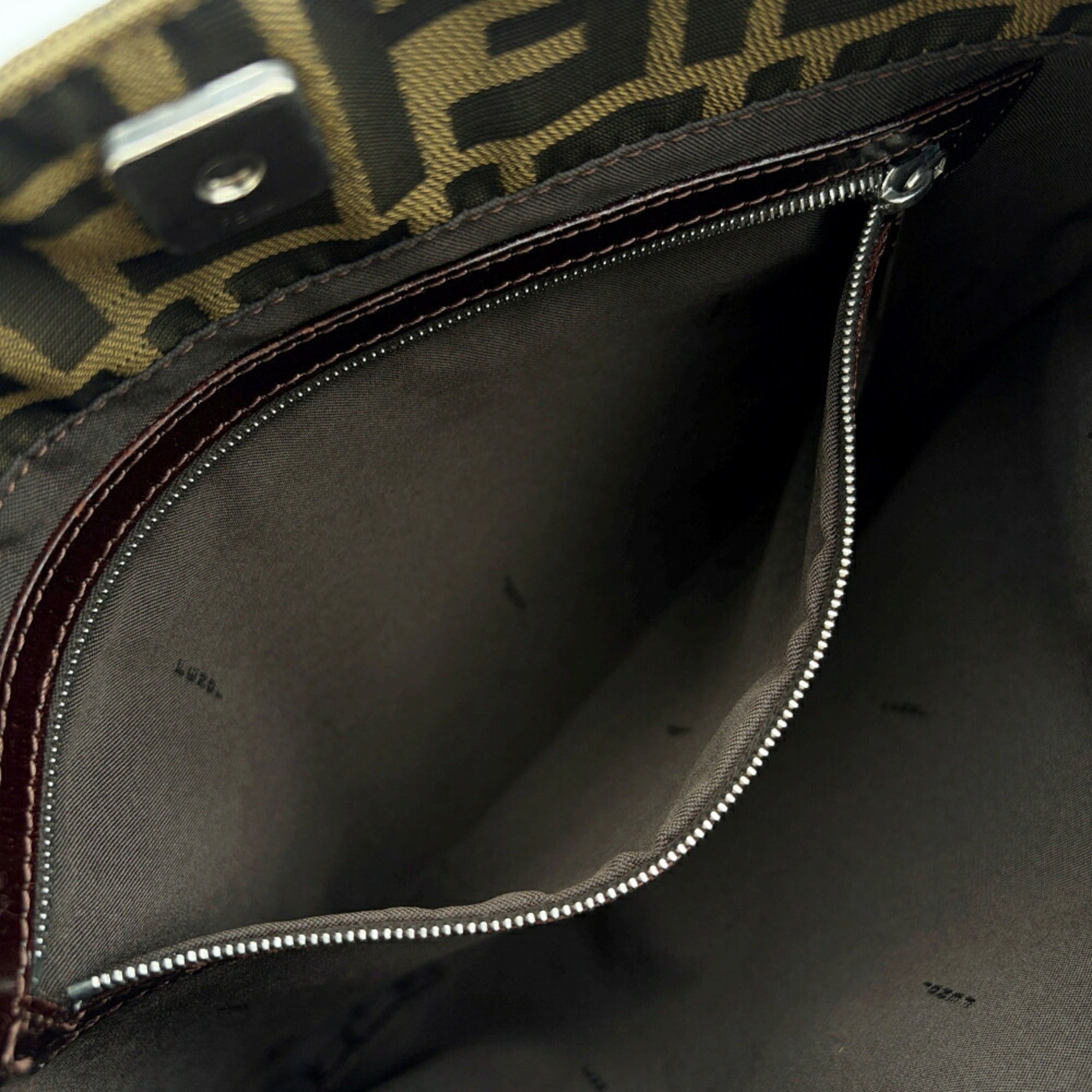 Fendi Dark Brown Canvas Leather Shoulder Bag (Pre-Owned)