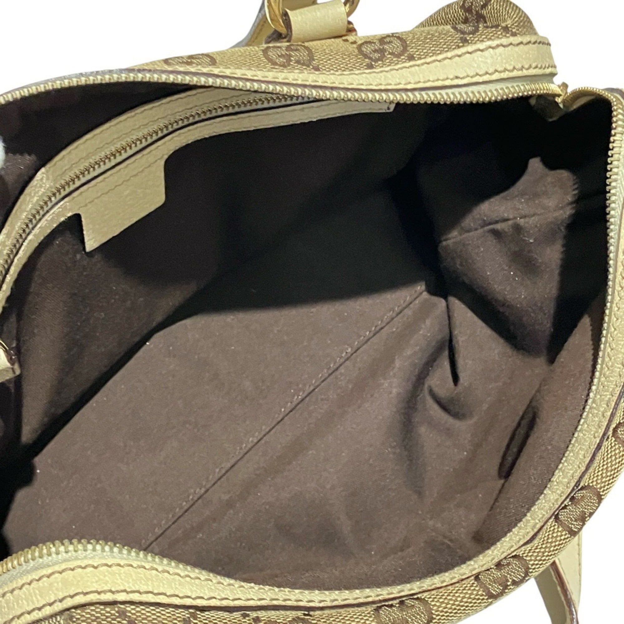 Gucci Brown Canvas Leather Handbag (Pre-Owned)