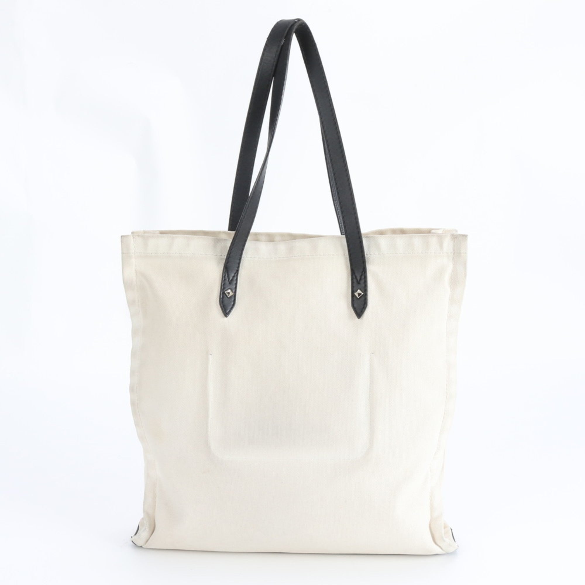 Jimmy Choo Black Off-White Leather Canvas Handbag Tote Bag (Pre-Owned)