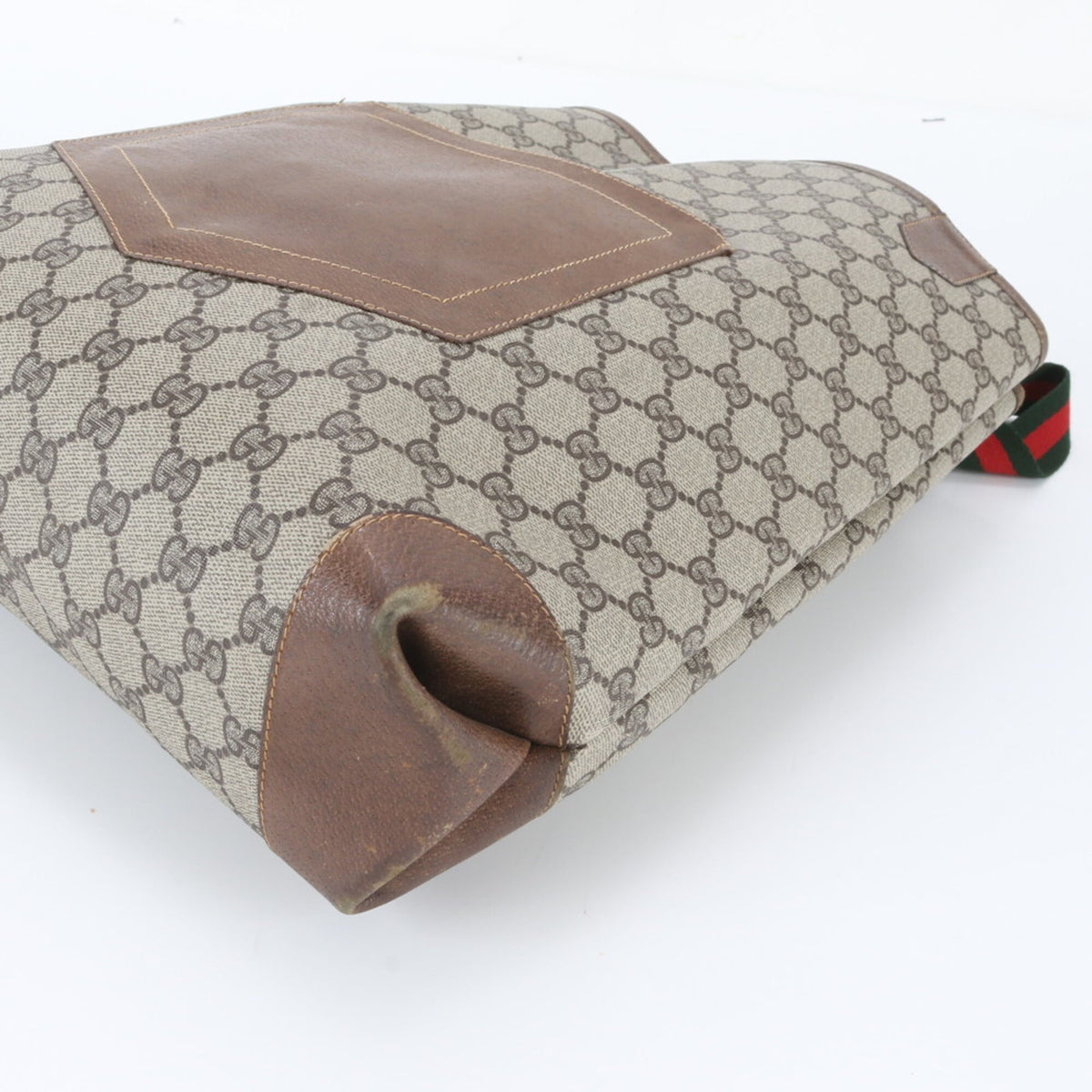 Gucci Brown Leather Coated Canvas Shoulder Bag Tote Bag (Pre-Owned)