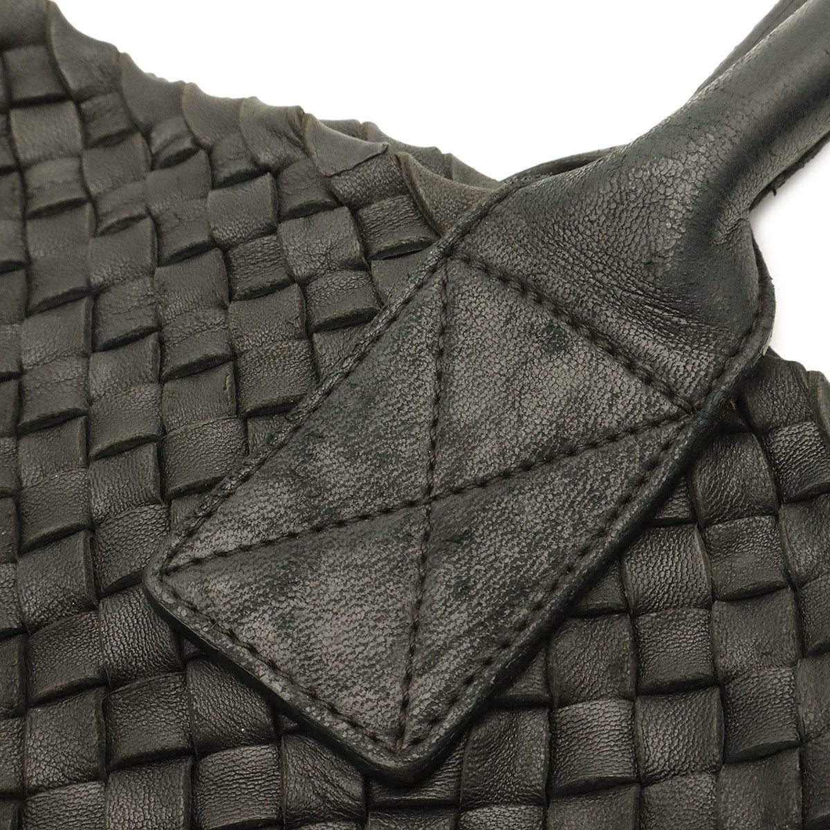 Bottega Veneta Intrecciato Black Leather Handbag Shoulder Bag Tote Bag (Pre-Owned)