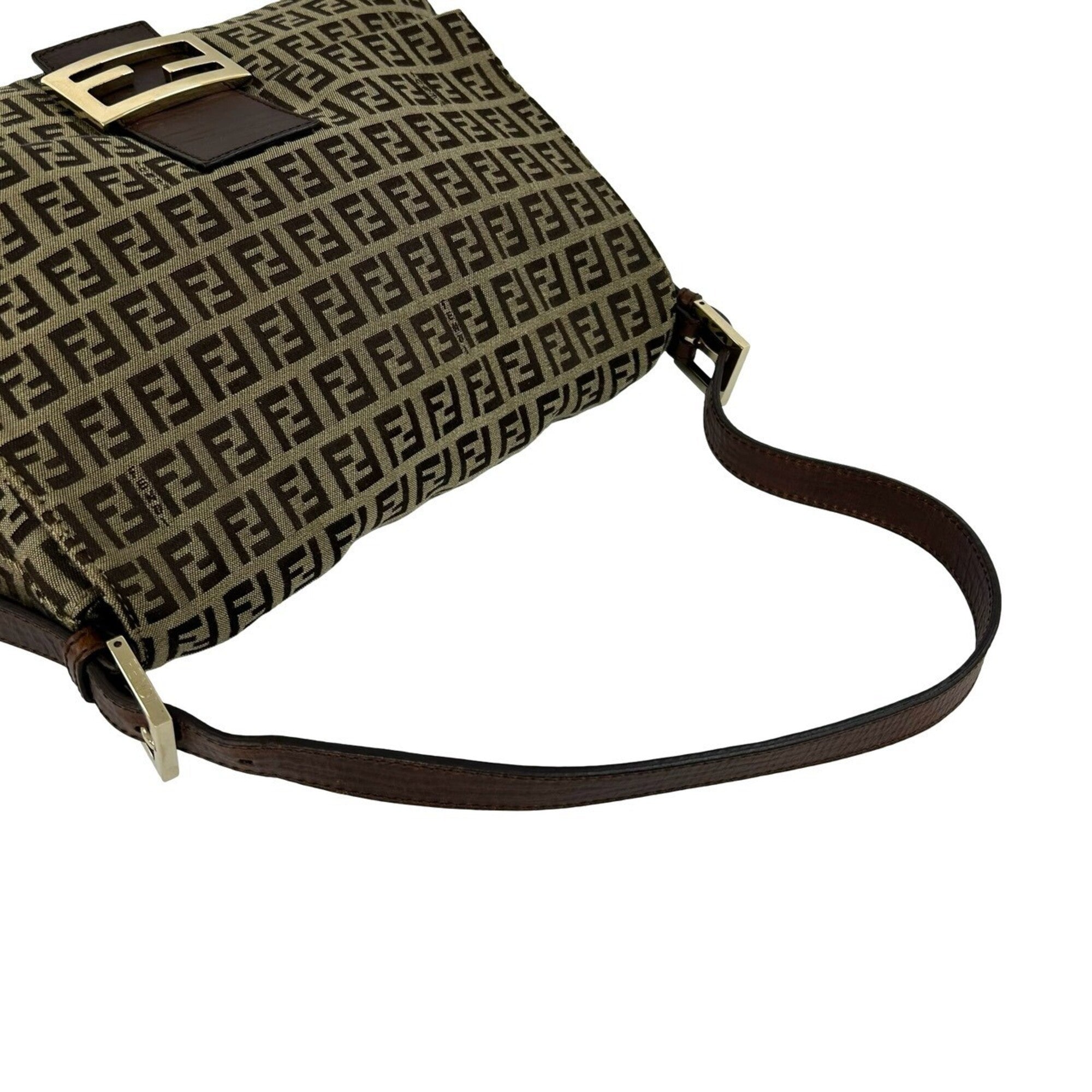 Fendi Brown Canvas Leather Shoulder Bag (Pre-Owned)