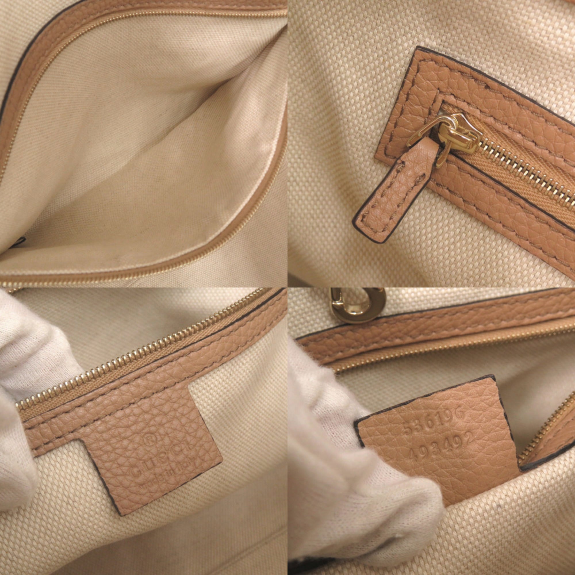 Gucci Beige Leather Shoulder Bag Tote Bag (Pre-Owned)