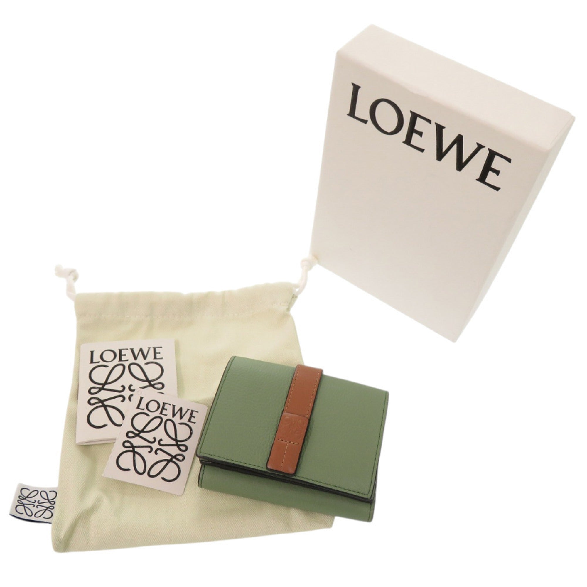 Loewe Brown Green Leather Wallet (Tri-Fold) (Pre-Owned)