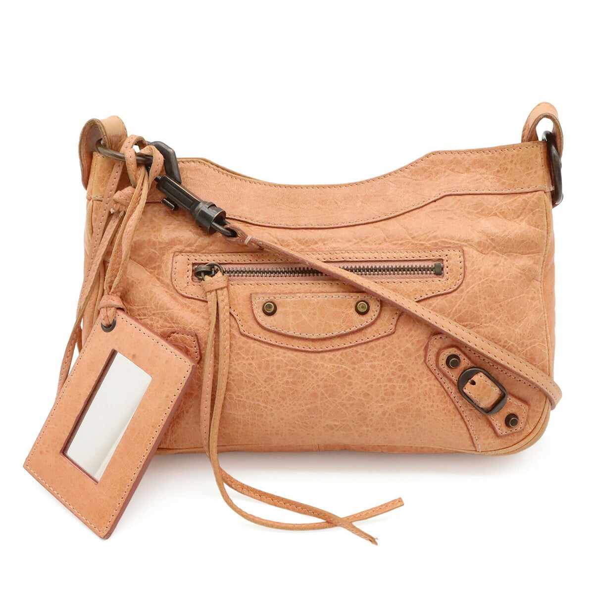 Balenciaga Hip Salmon Pink Leather Clutch Bag Pochette Shoulder Bag (Pre-Owned)