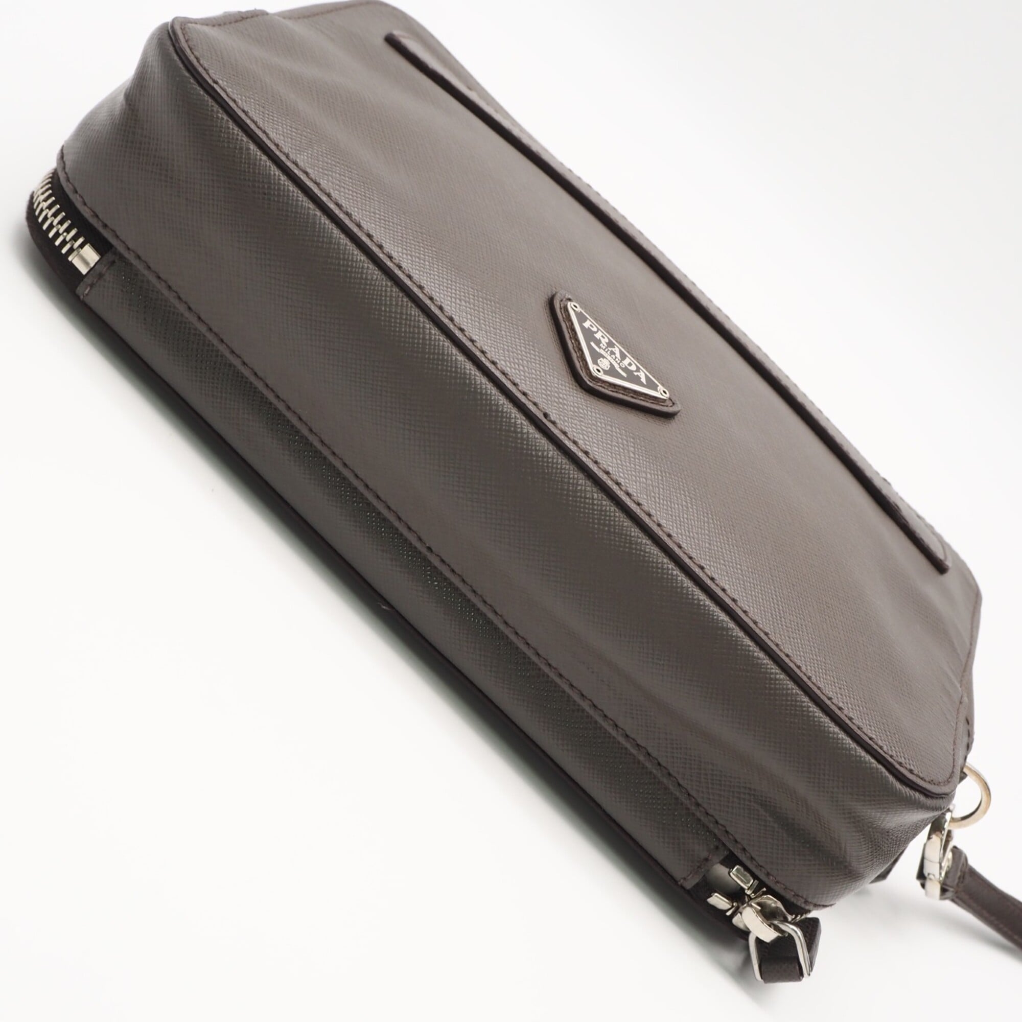 Prada Saffiano Grayish Saffiano Clutch Bag (Pre-Owned)
