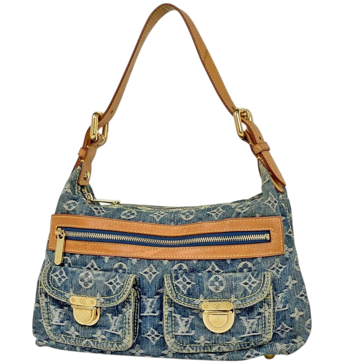 Louis Vuitton Blue Monogram Denim Handbag Shoulder Bag (Pre-Owned)