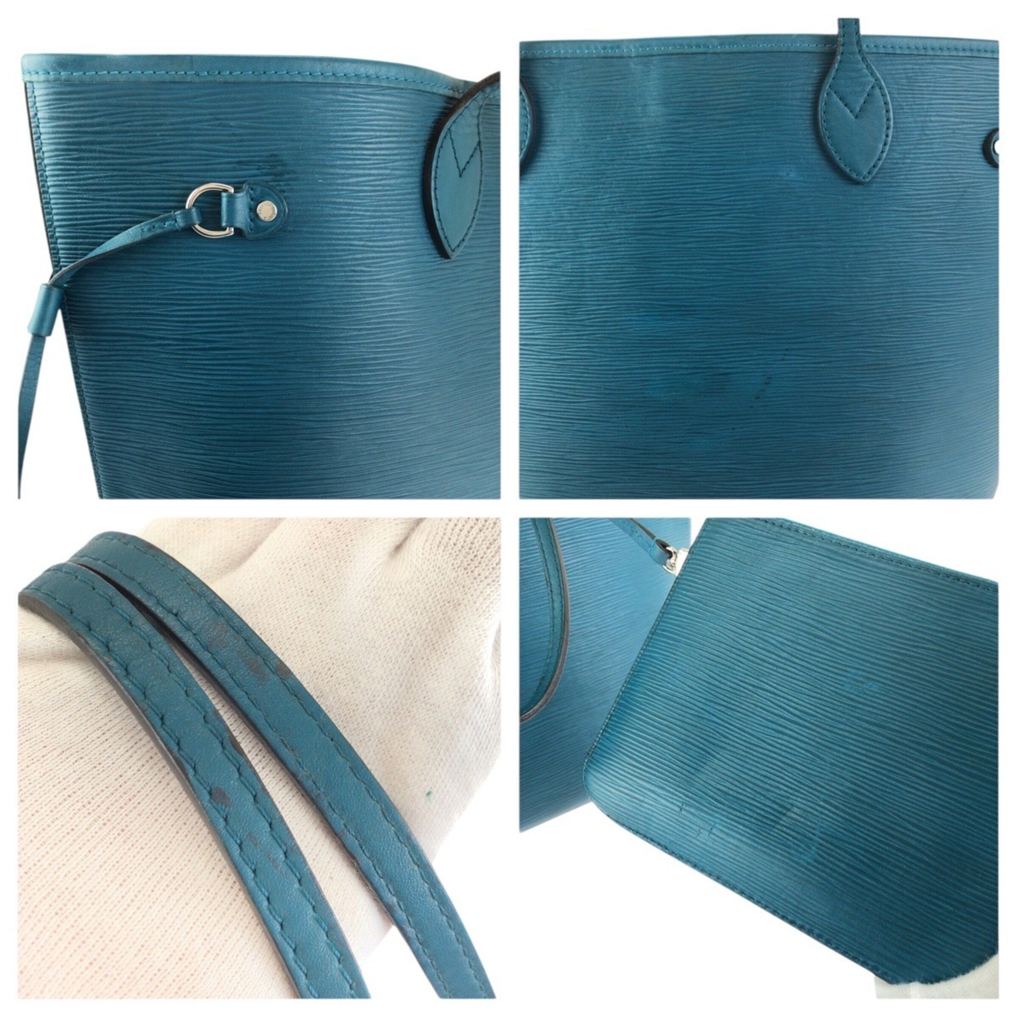 Louis Vuitton Blue Leather Pouch Shoulder Bag Tote Bag (Pre-Owned)
