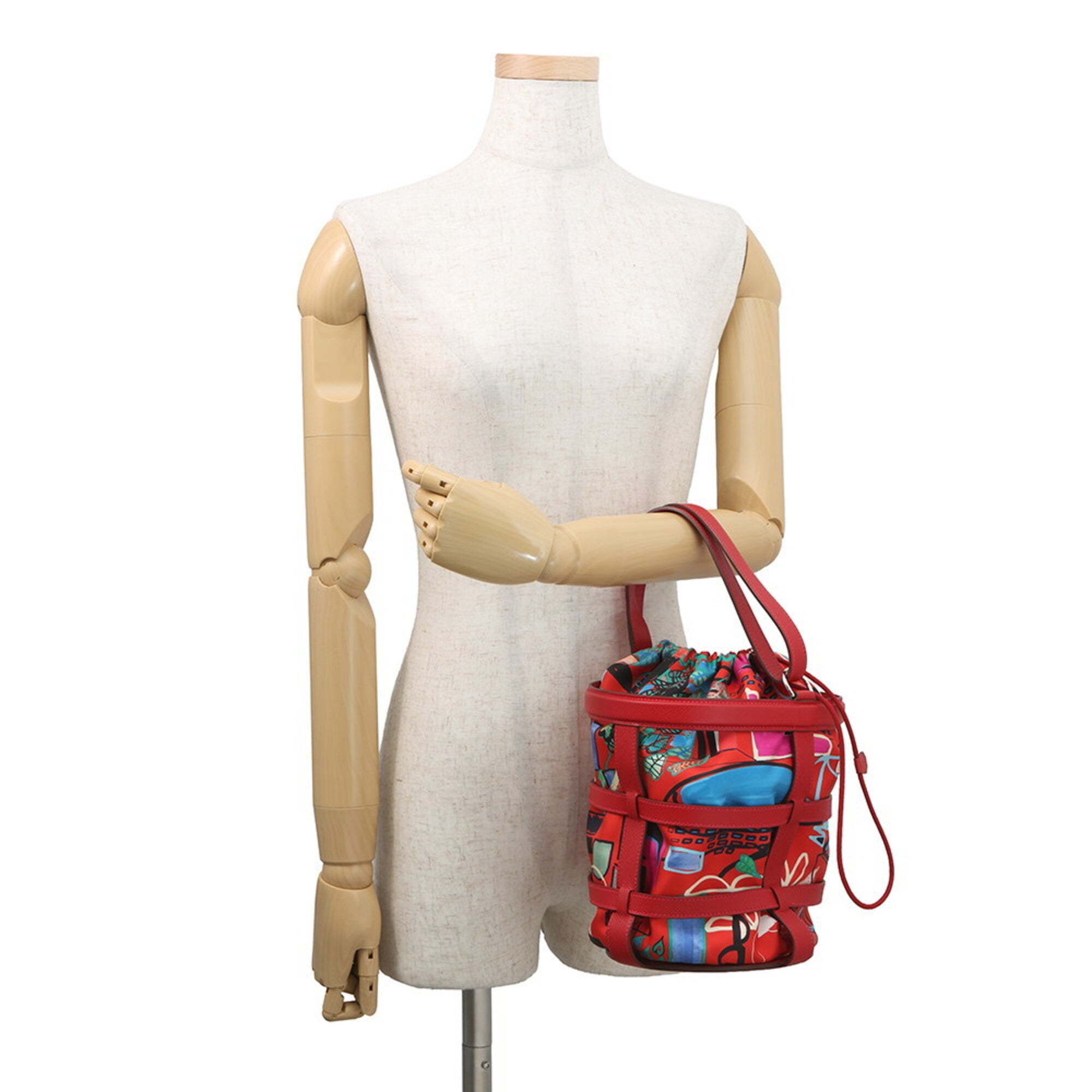 Hermes Multi-Color Rouge Casaque Epsom Leather Silk Handbag (Pre-Owned)