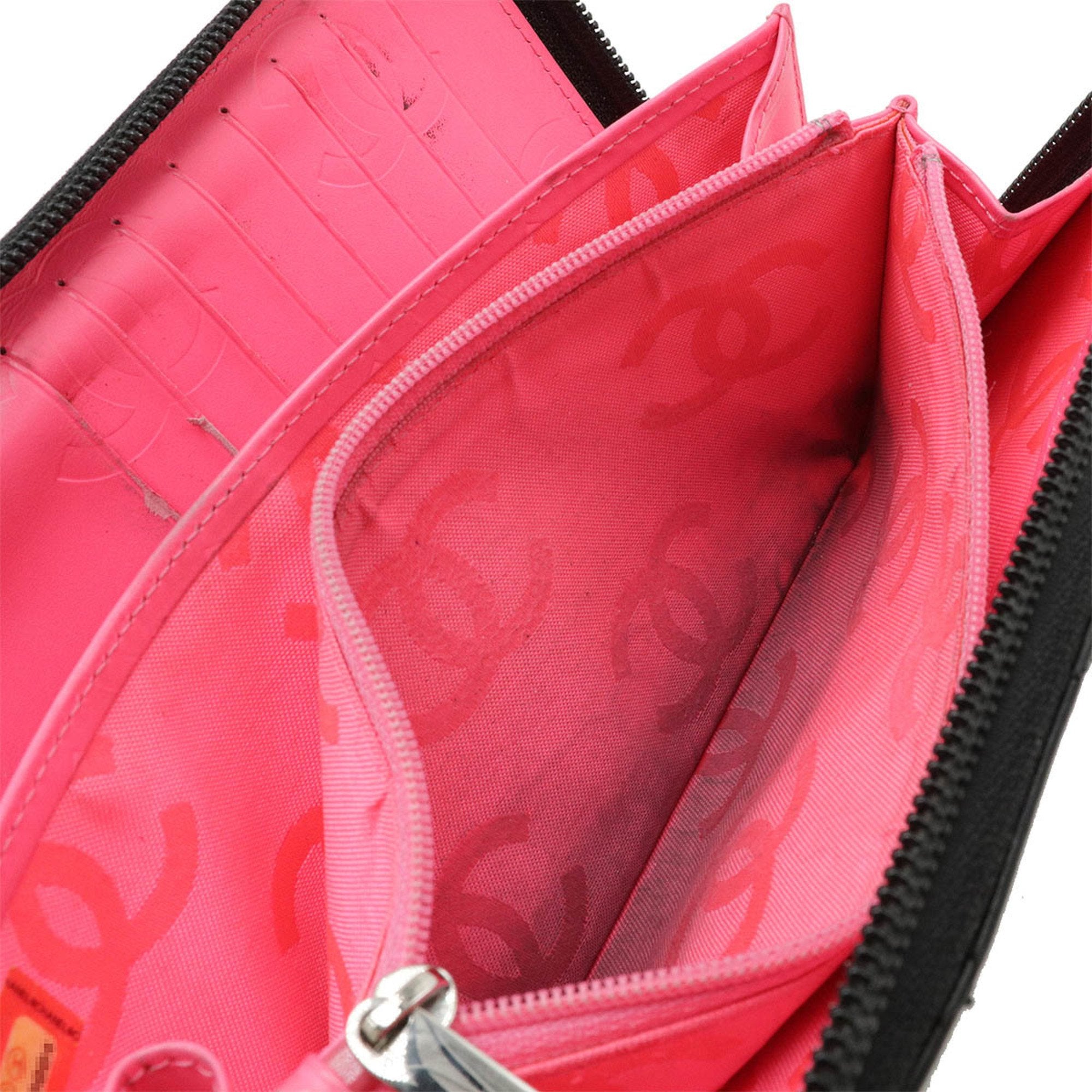 Chanel Black Pink Leather Wallet (Bi-Fold) (Pre-Owned)