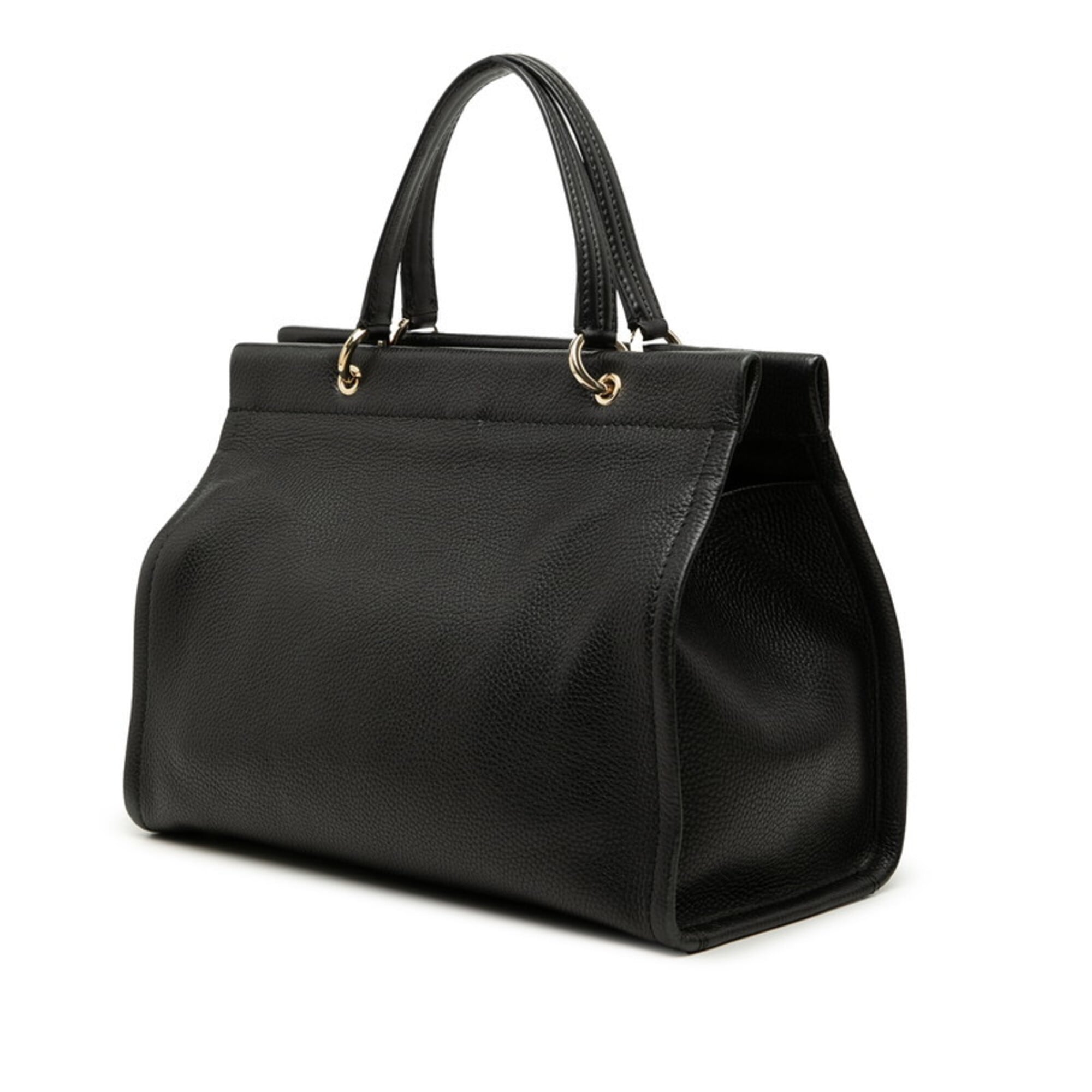 Salvatore Ferragamo Black Leather Handbag Shoulder Bag (Pre-Owned)