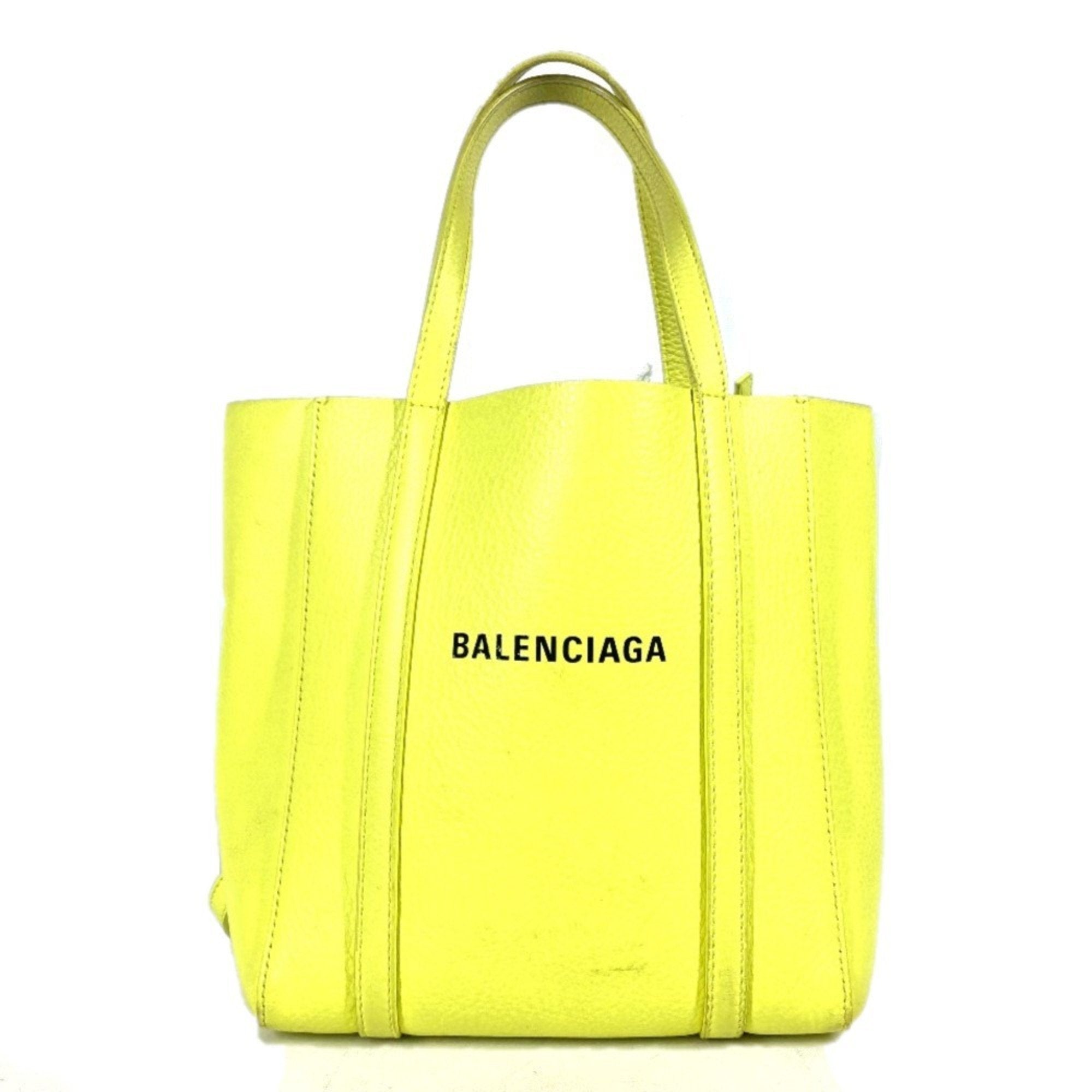 Balenciaga Black Yellow Leather Shoulder Bag Tote Bag (Pre-Owned)