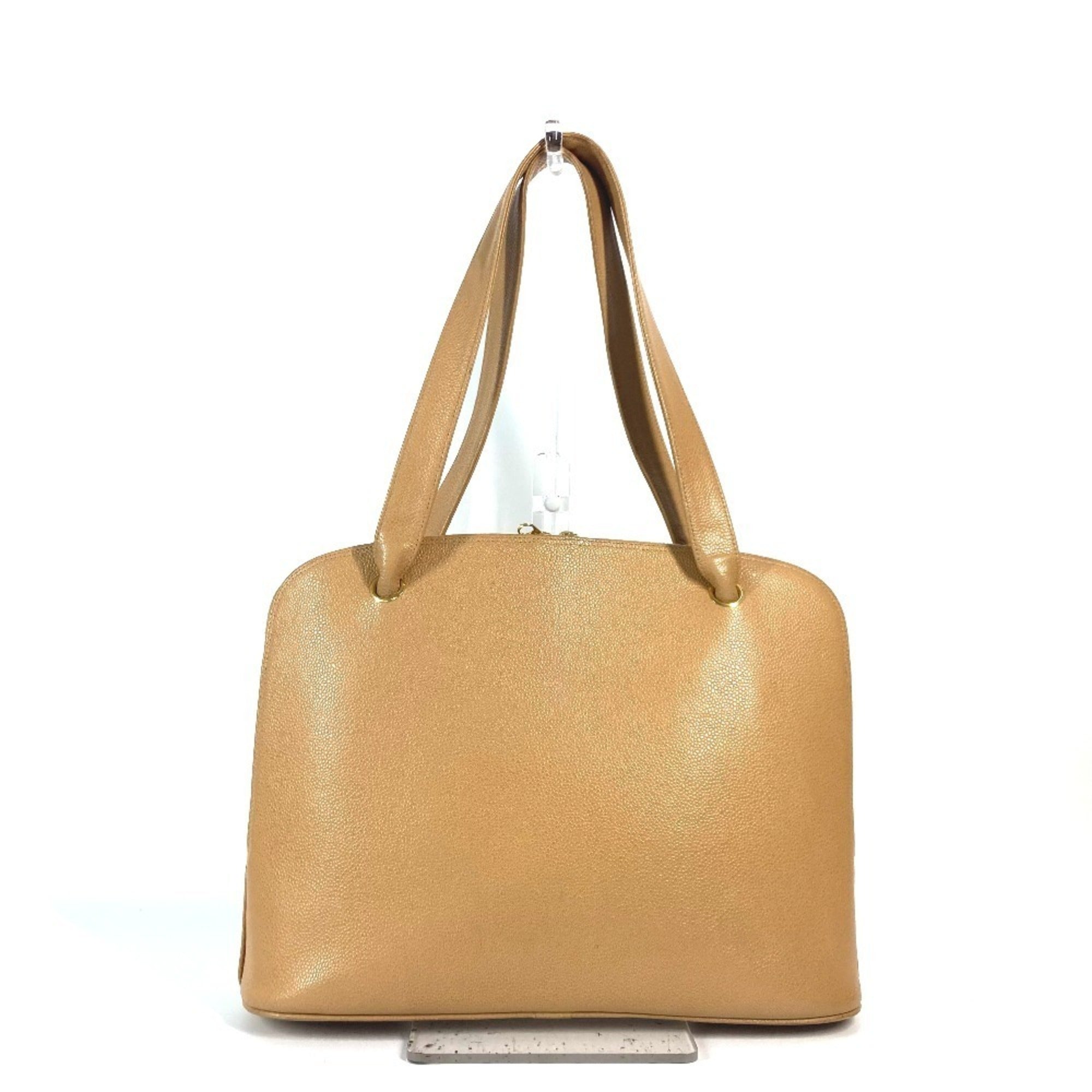 Chanel Beige Grained Calfskin Shoulder Bag Tote Bag (Pre-Owned)