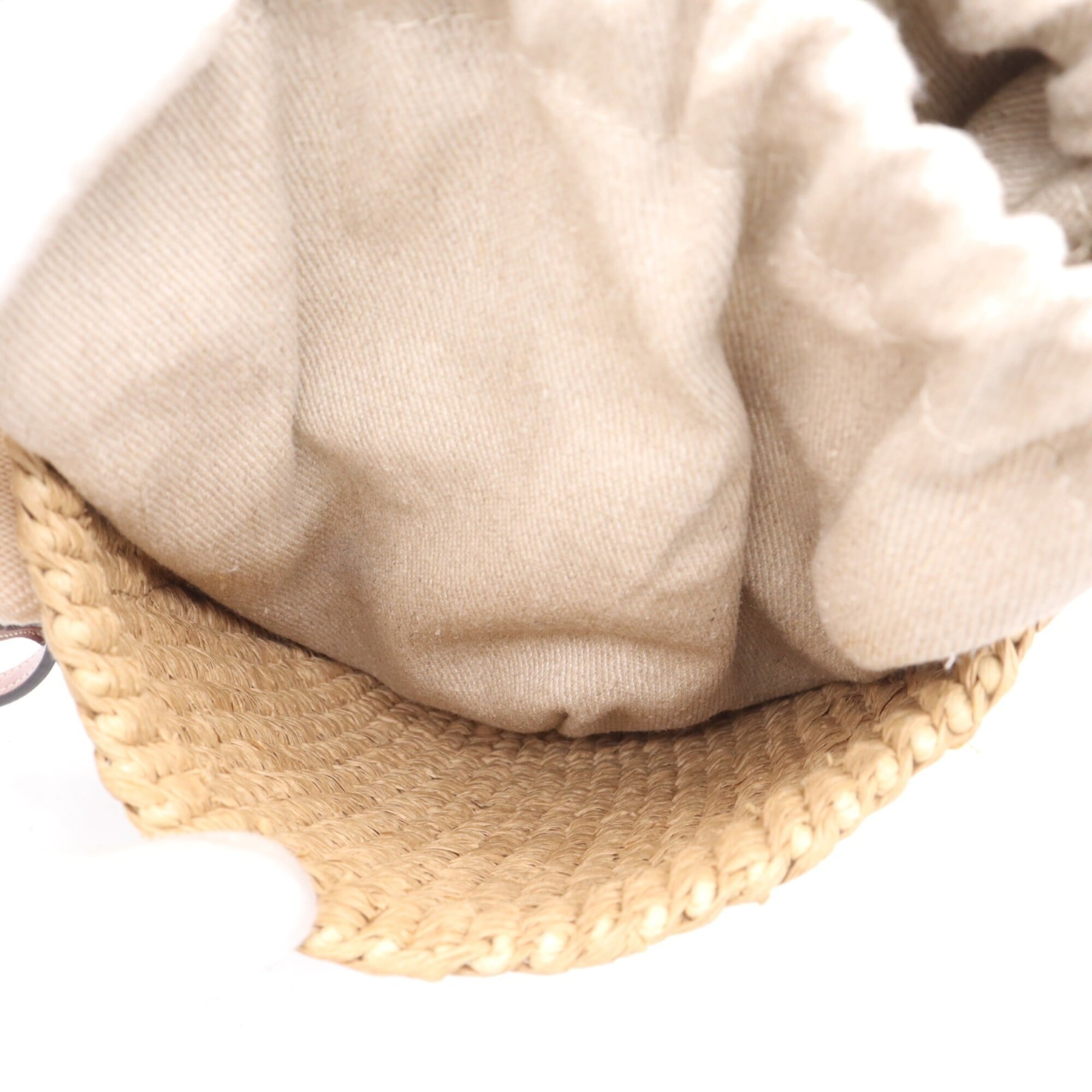 Chloé Beige Brown Raffia Linen Basket Shoulder Bag (Pre-Owned)