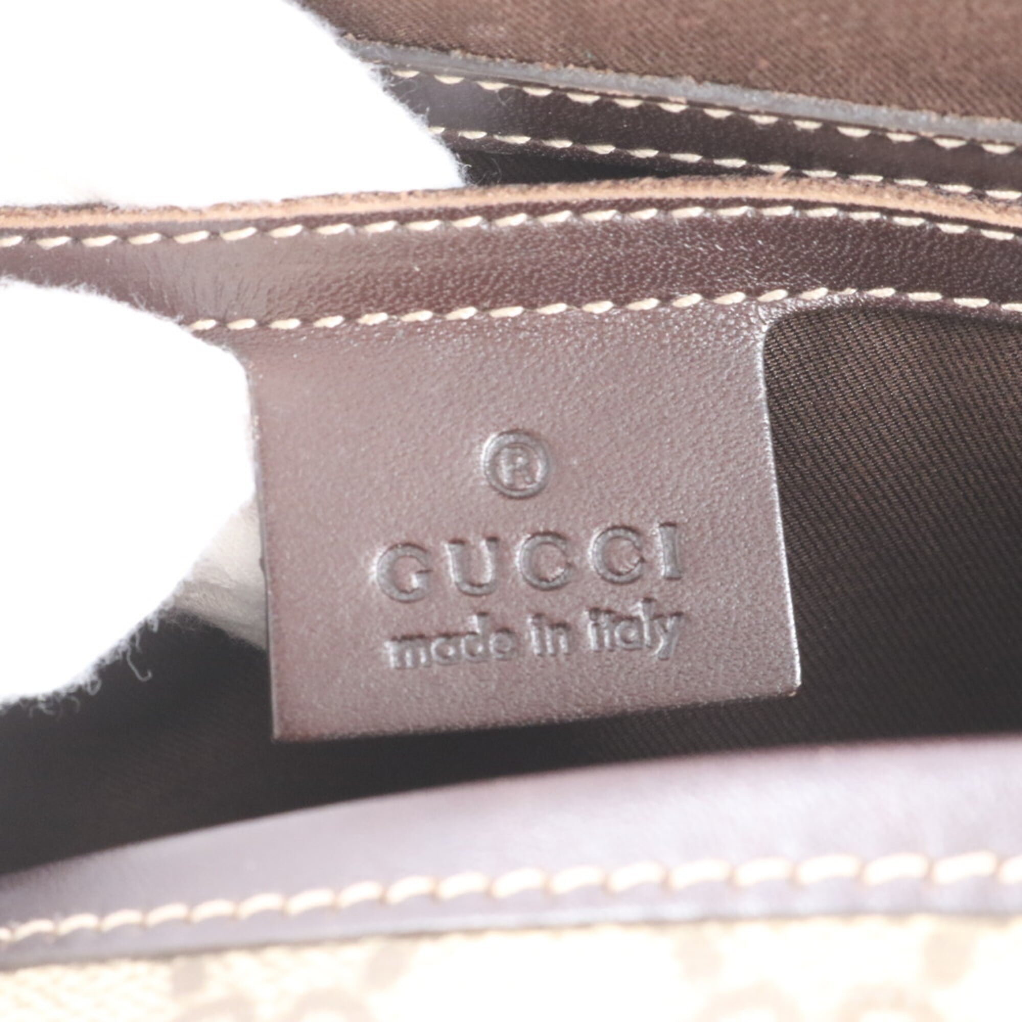 Gucci Beige Leather Coated Canvas Messenger Bag Shoulder Bag (Pre-Owned)