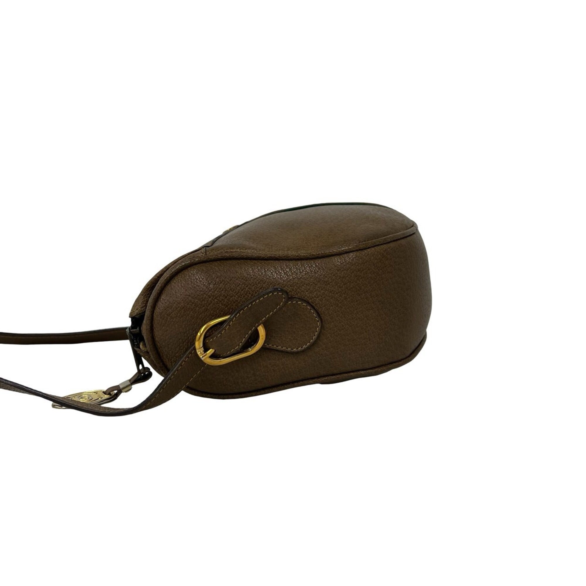Gucci Brown Green Red Color Leather Pochette Shoulder Bag (Pre-Owned)