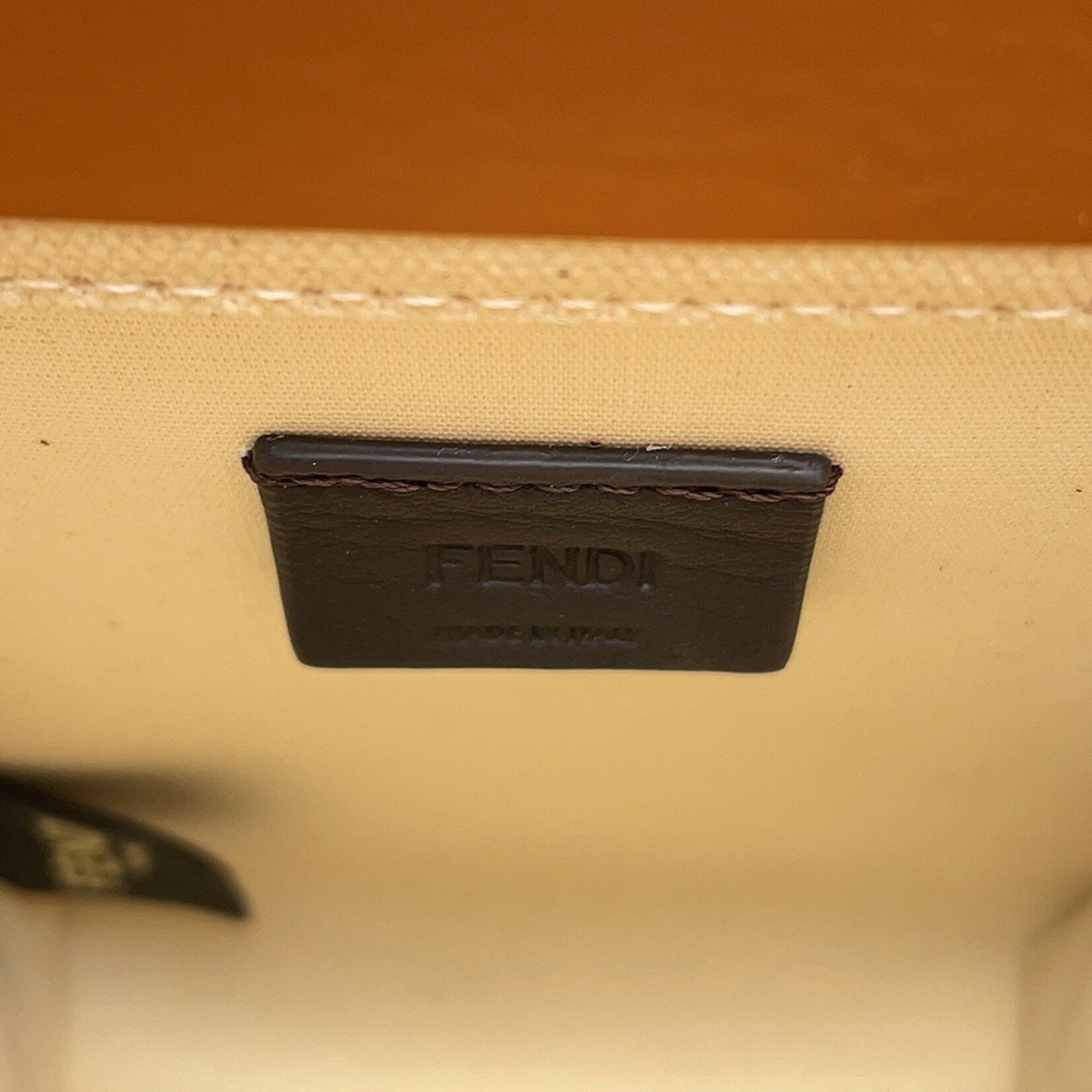 Fendi Brown Ivory Canvas Handbag Shoulder Bag (Pre-Owned)