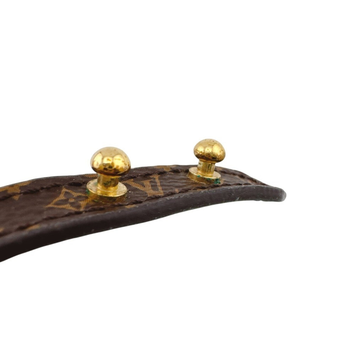 Louis Vuitton Monogram Gold Brown Leather Bangle (Pre-Owned)