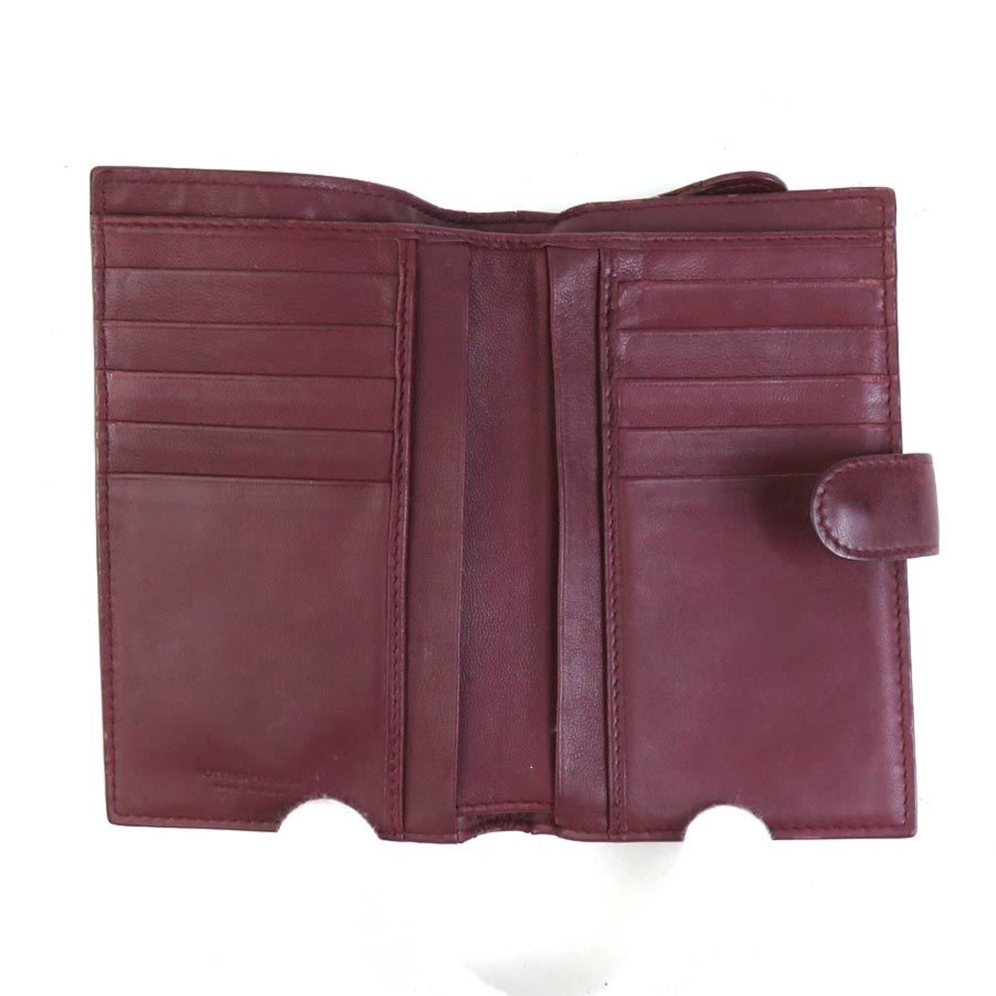 Bottega Veneta Burgundy Intrecciato Wallet (Bi-Fold) (Pre-Owned)
