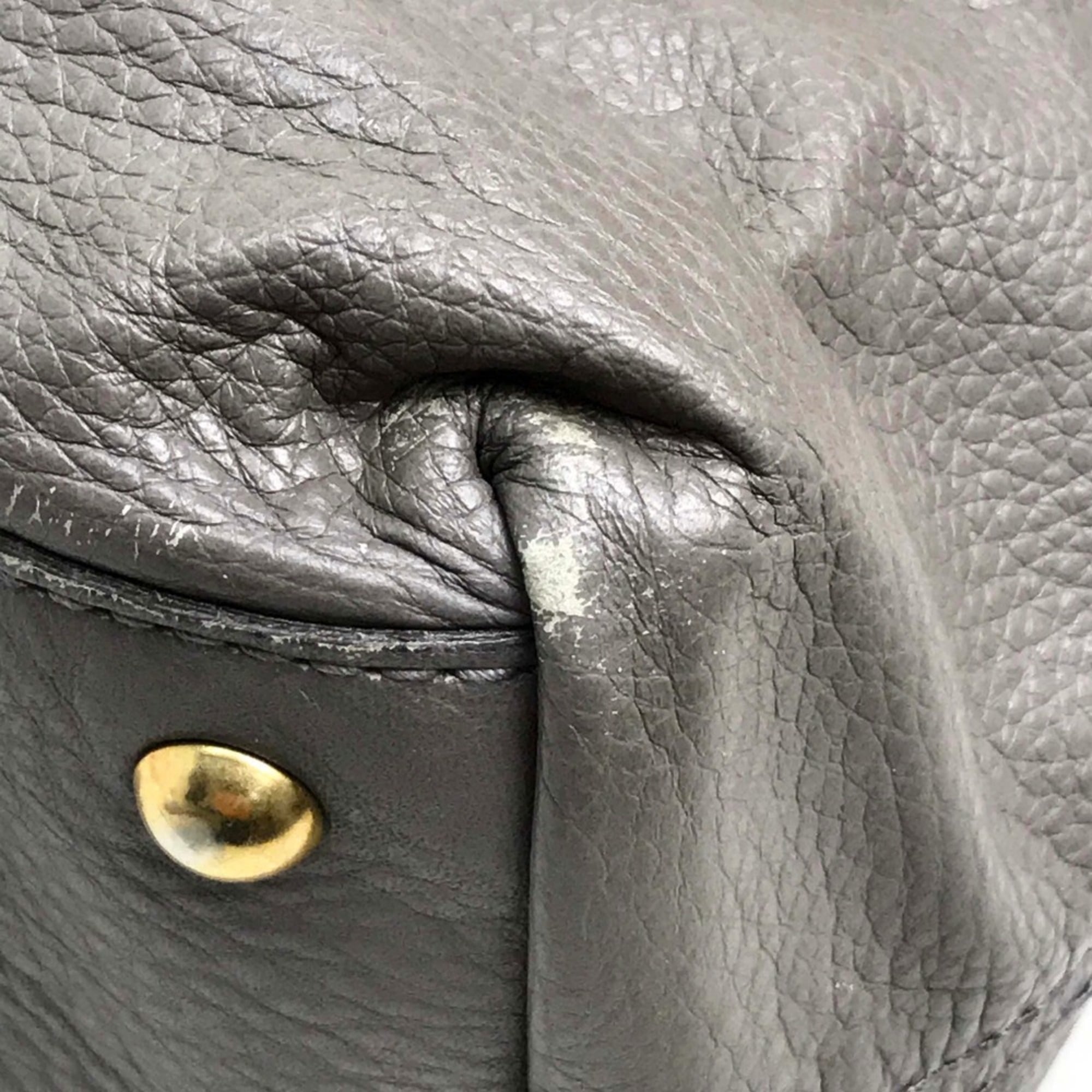 Yves Saint Laurent Gray Leather Tote Bag (Pre-Owned)