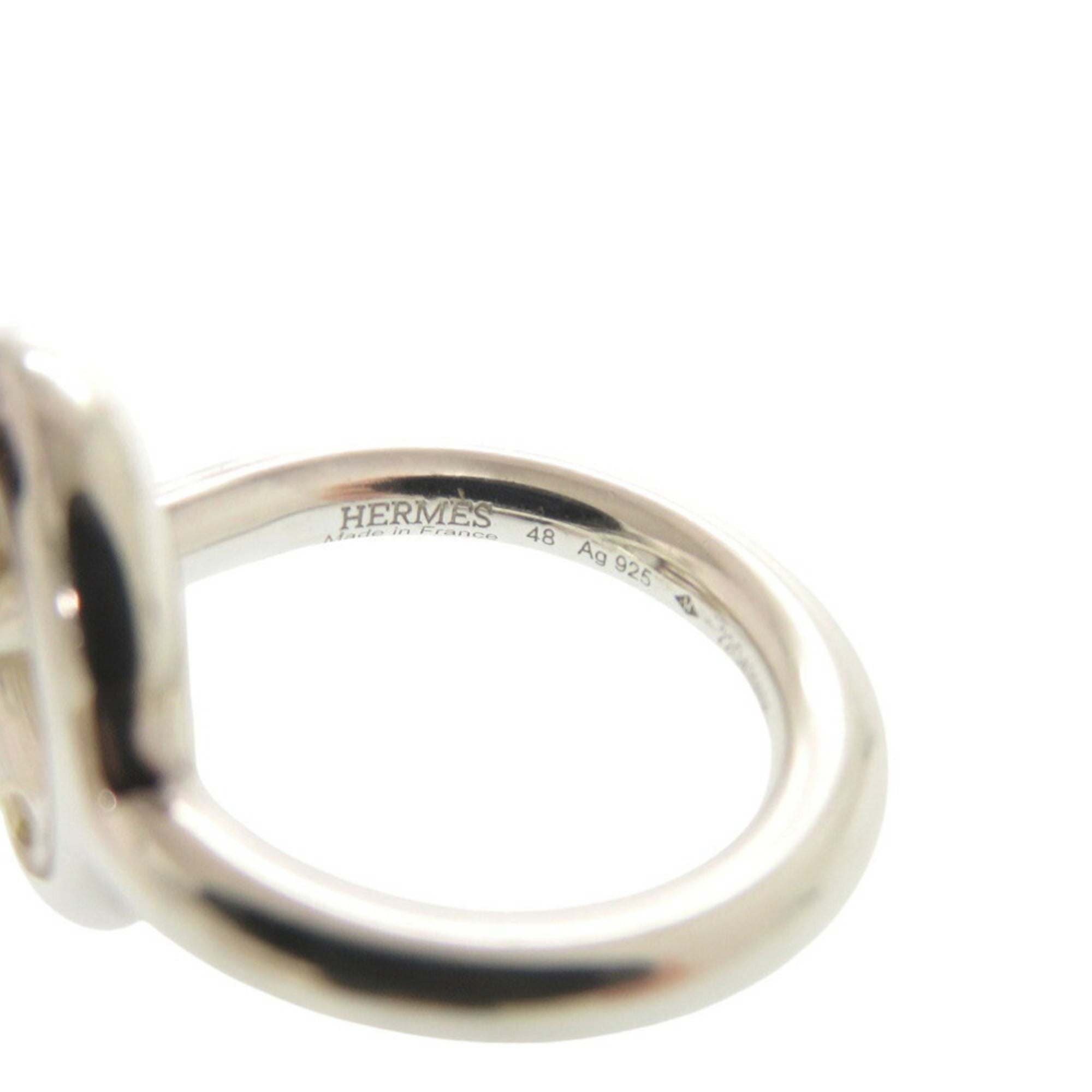 Hermes Silver Silver 925 Band Ring (Pre-Owned)