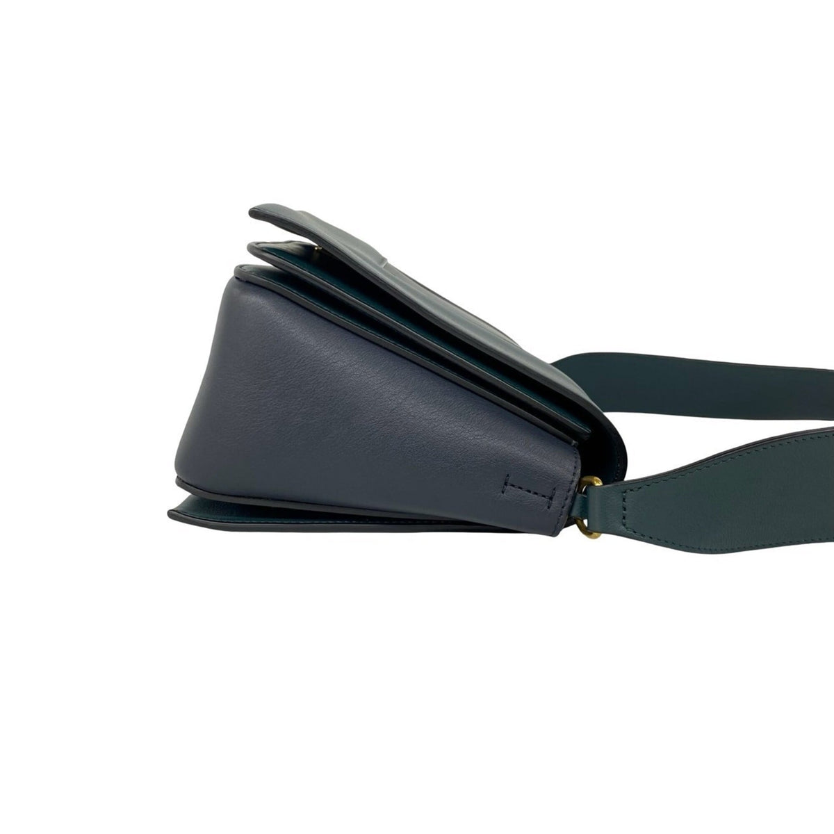Celine Green Navy Leather Pochette Shoulder Bag (Pre-Owned)