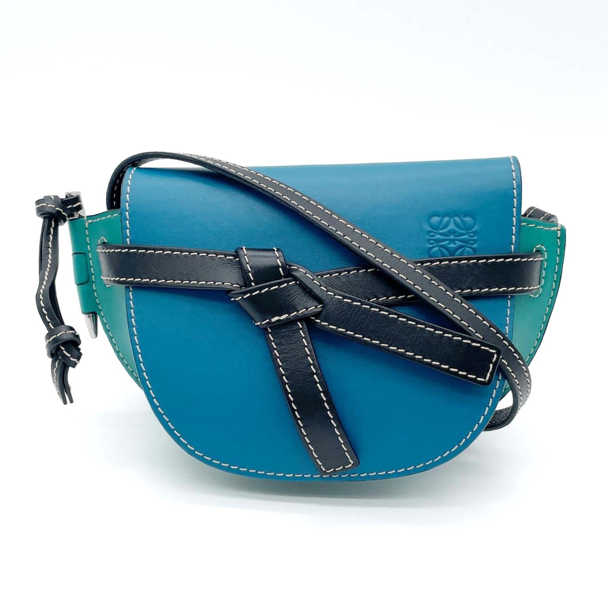 Loewe Blue Green Leather Pochette Shoulder Bag (Pre-Owned)