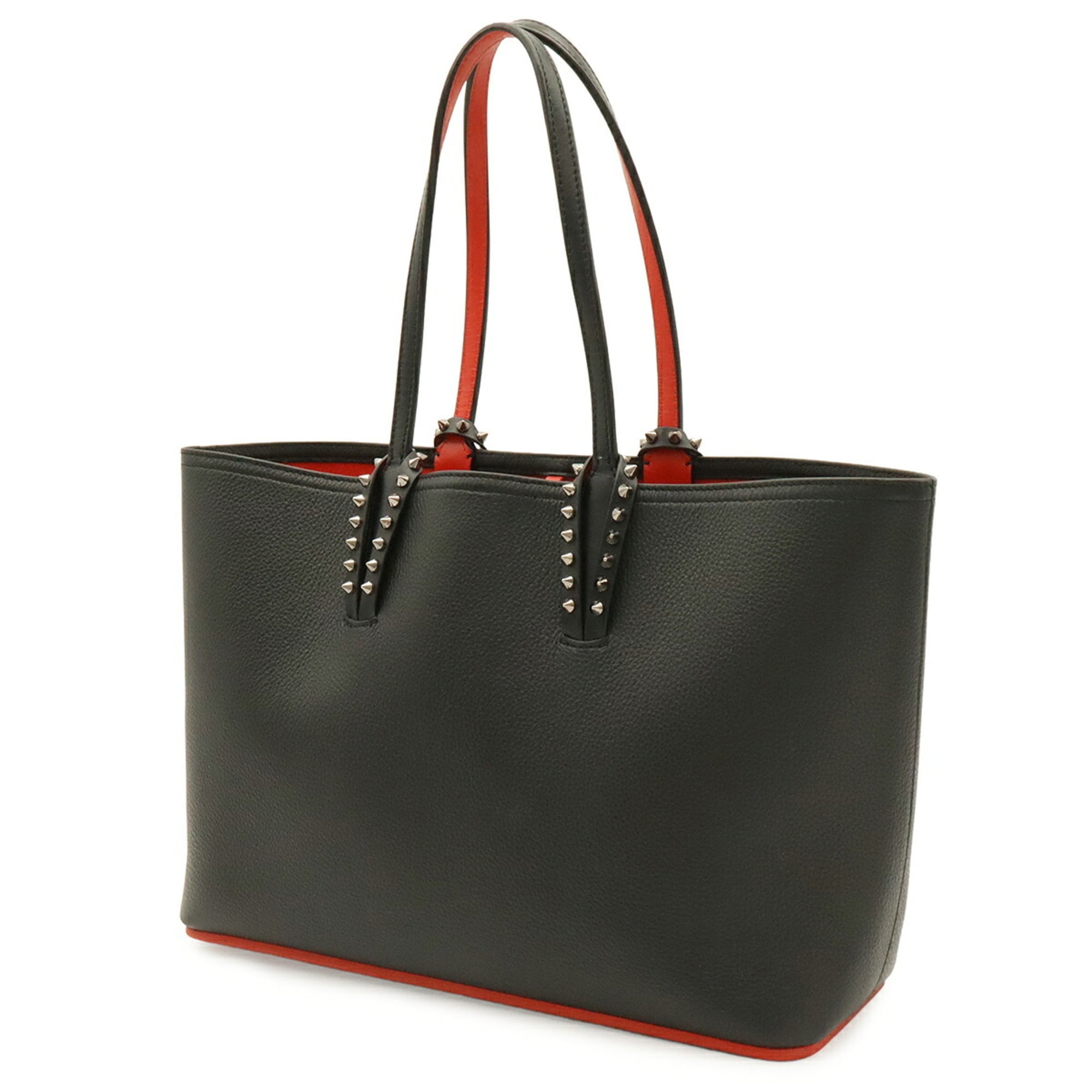 Christian Louboutin Black Red Color Leather Rubber Handbag Pouch Shoulder Bag Tote Bag (Pre-Owned)