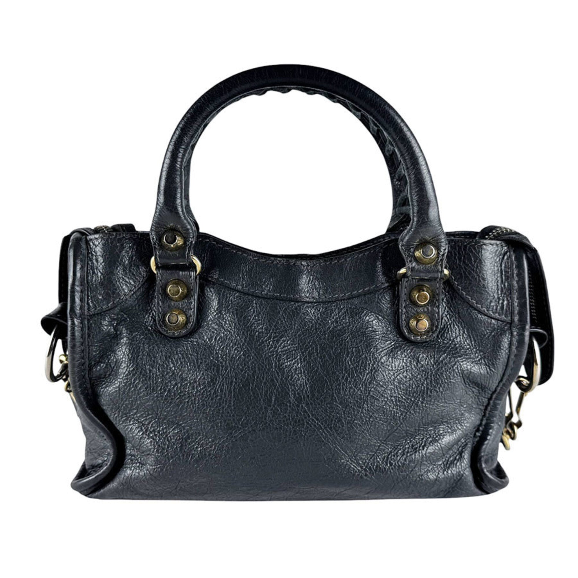 Balenciaga Gray Leather Handbag Shoulder Bag (Pre-Owned)