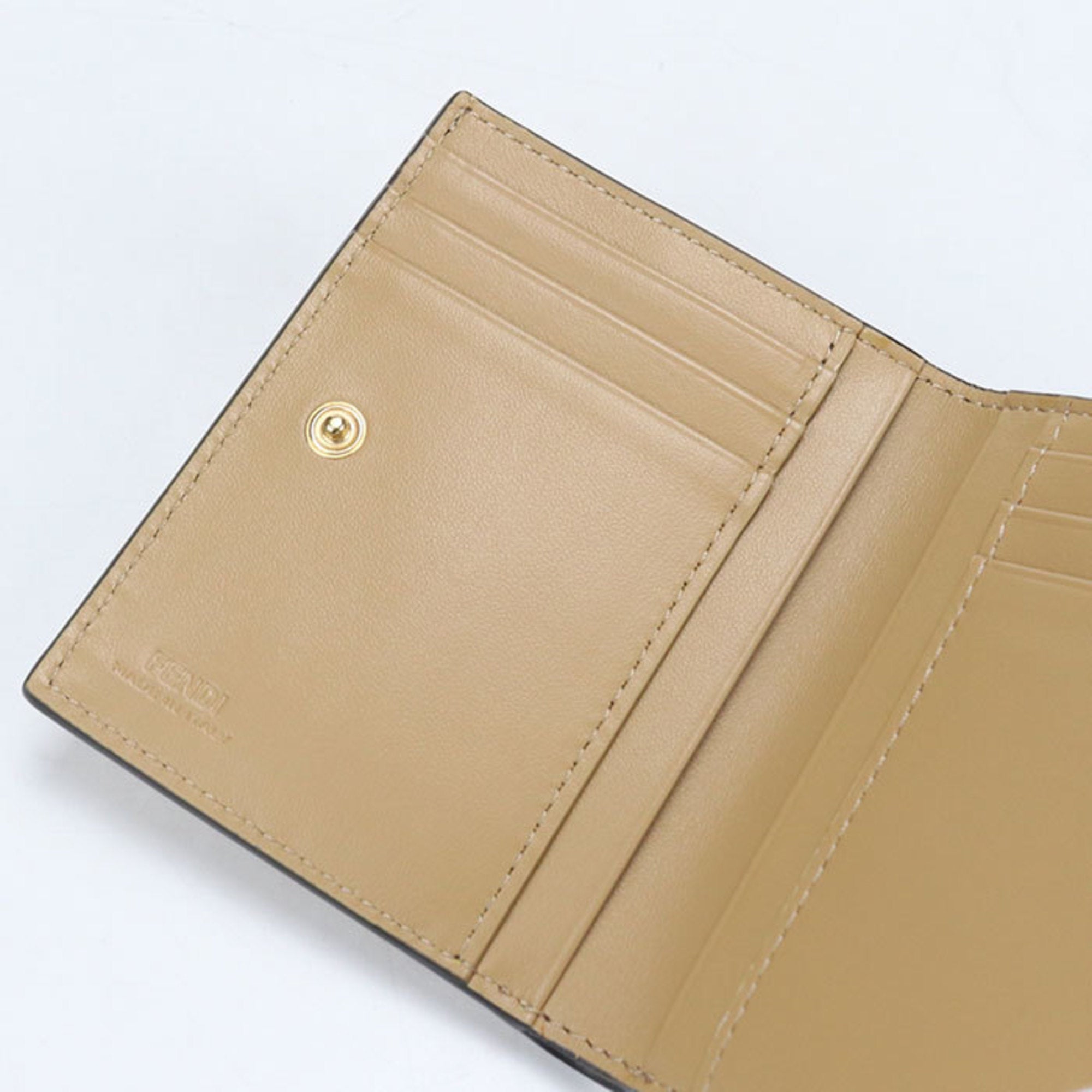 Fendi Zucca Beige Leather Wallet (Bi-Fold) (Pre-Owned)