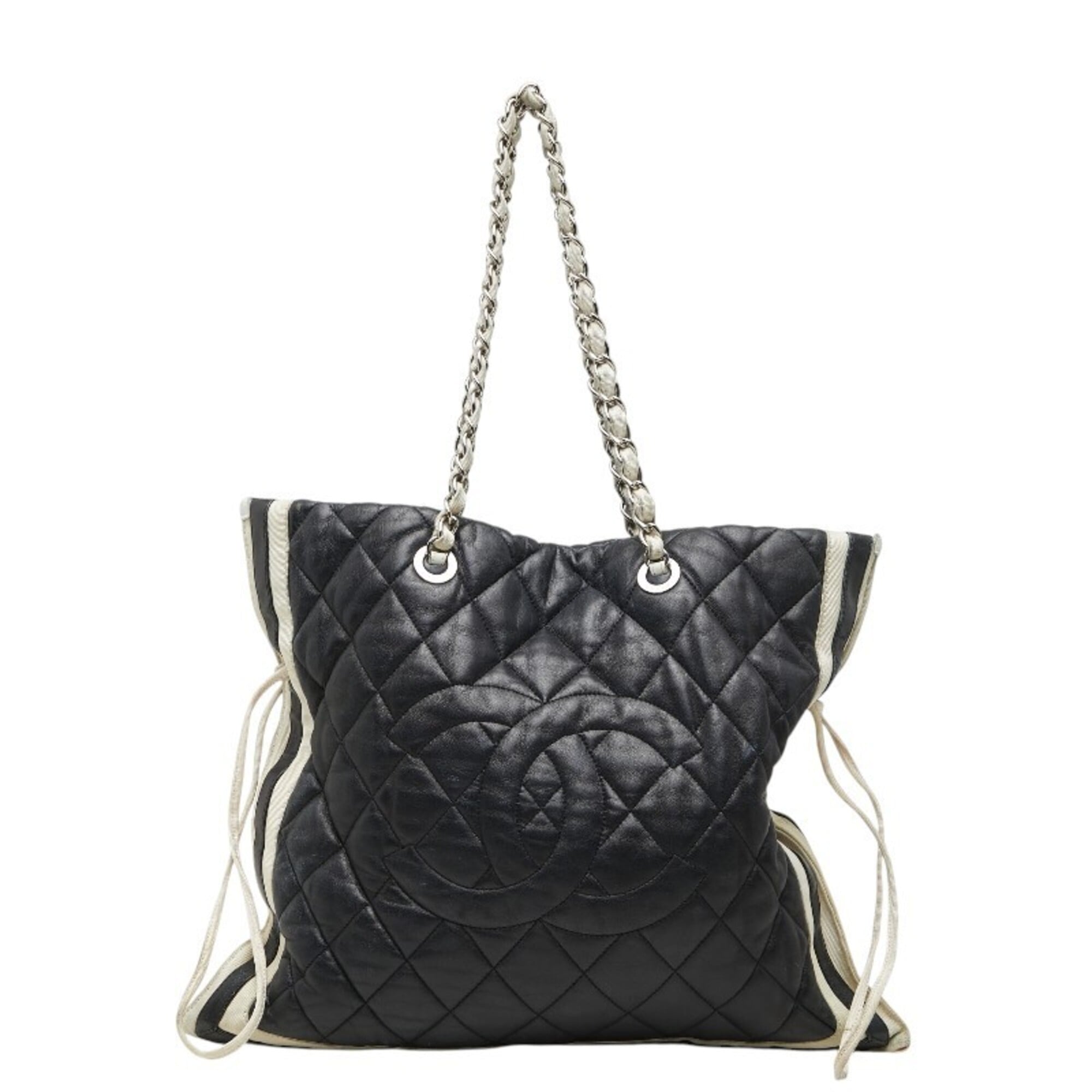 Chanel Navy Leather Tote Bag (Pre-Owned)