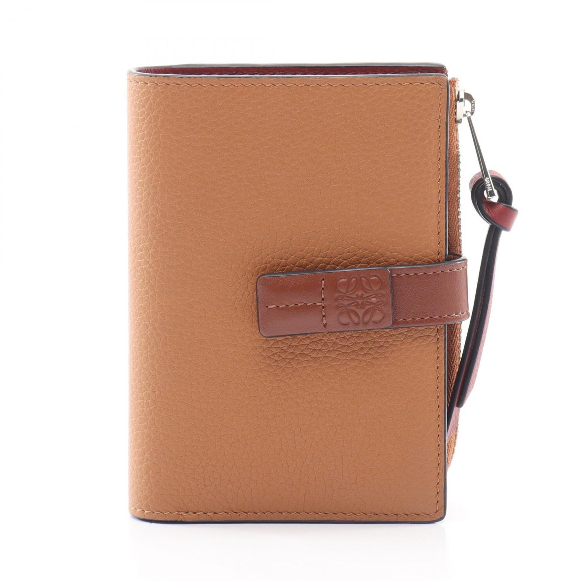 Loewe Brown Red Color Leather Wallet (Bi-Fold) (Pre-Owned)