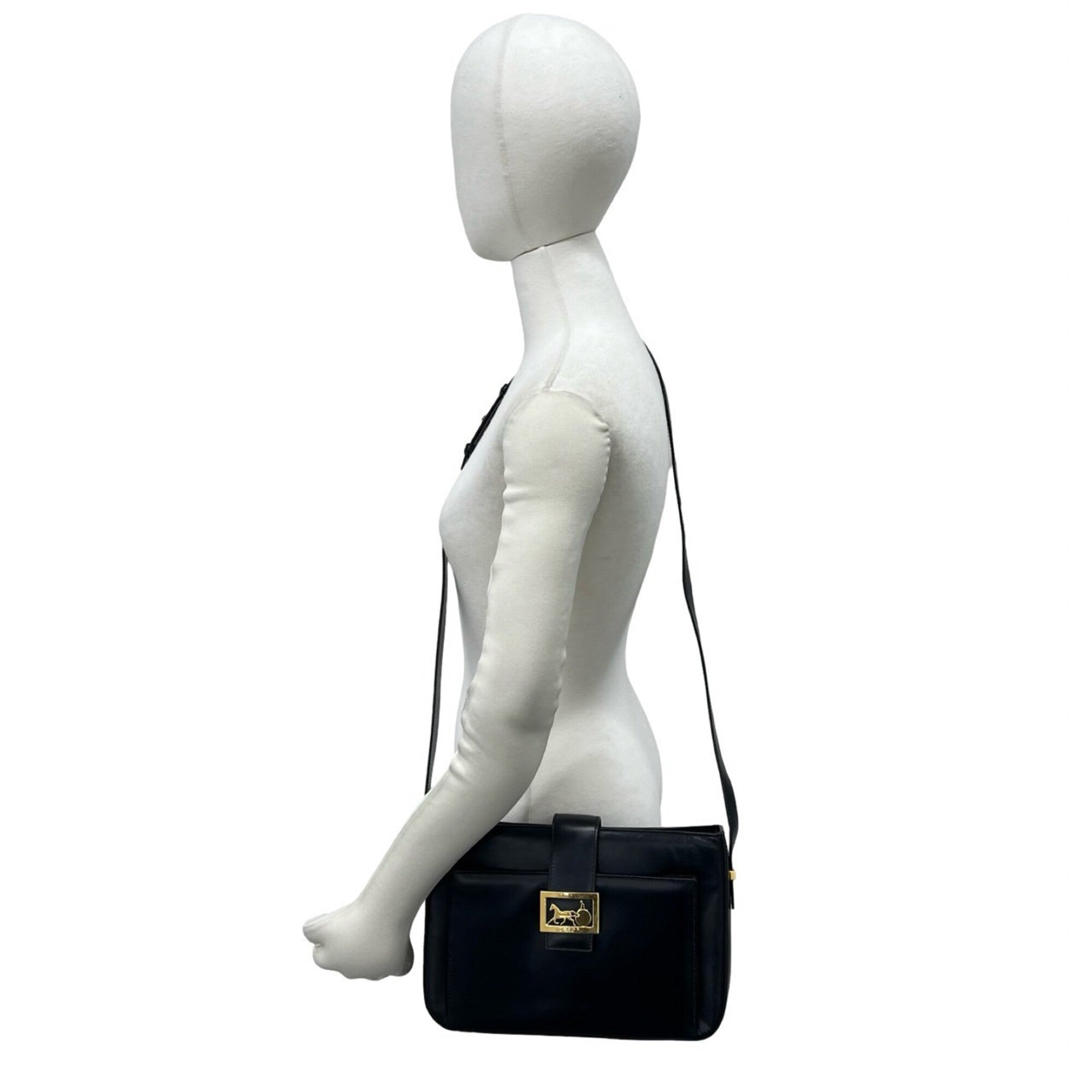 Celine Black Leather Crossbody Bag Pochette Shoulder Bag (Pre-Owned)