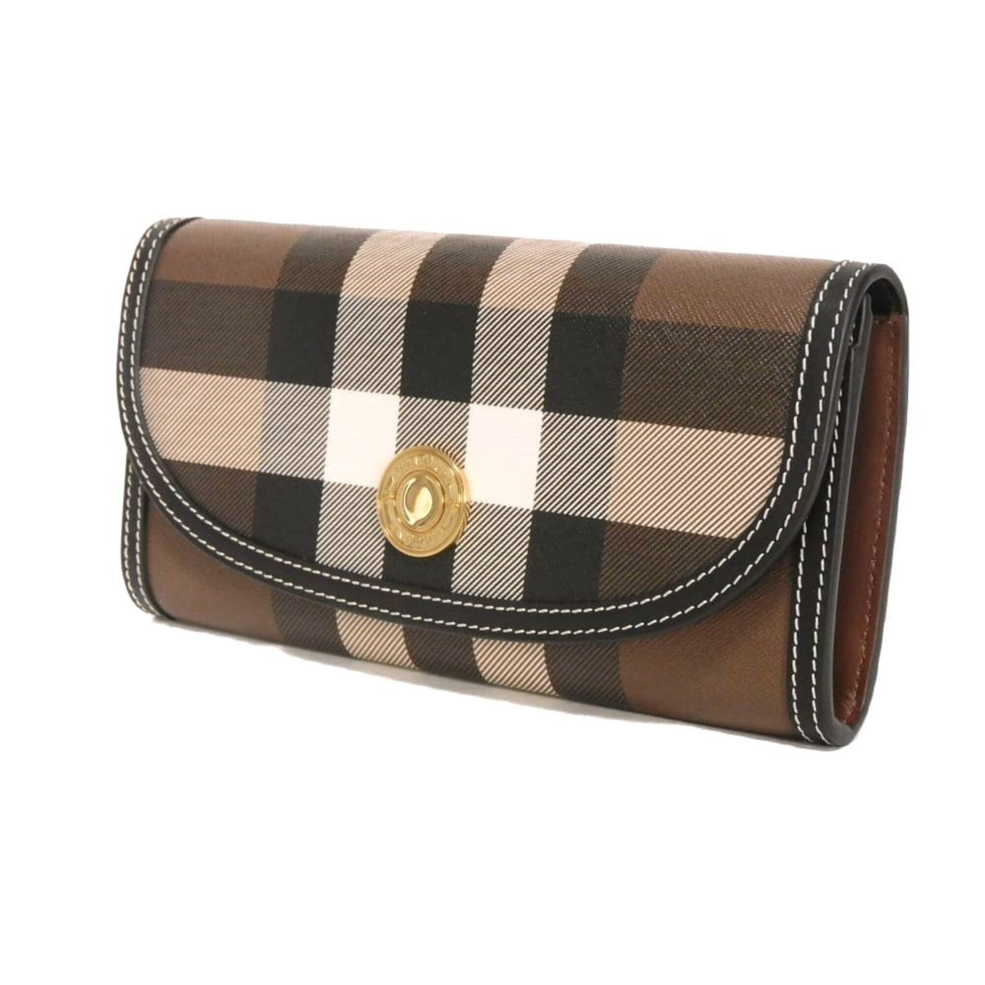 Burberry Brown Pvc Leather Long Wallet (Bi-Fold) (Pre-Owned)