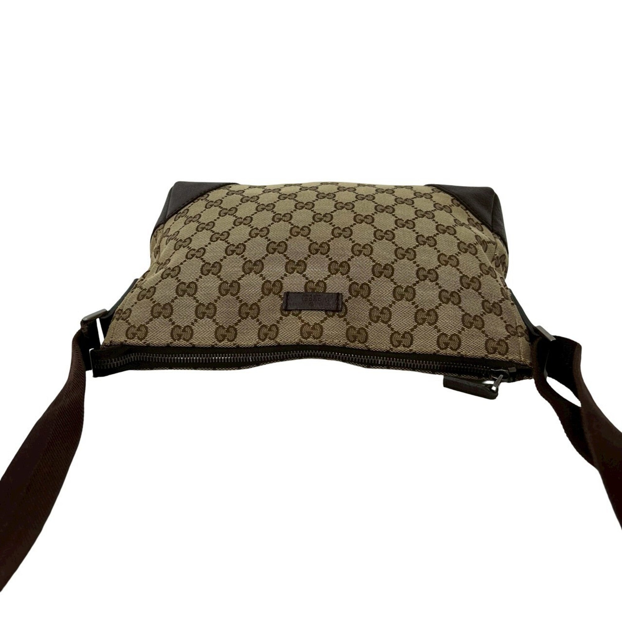 Gucci Brown Canvas Leather Pochette Shoulder Bag (Pre-Owned)