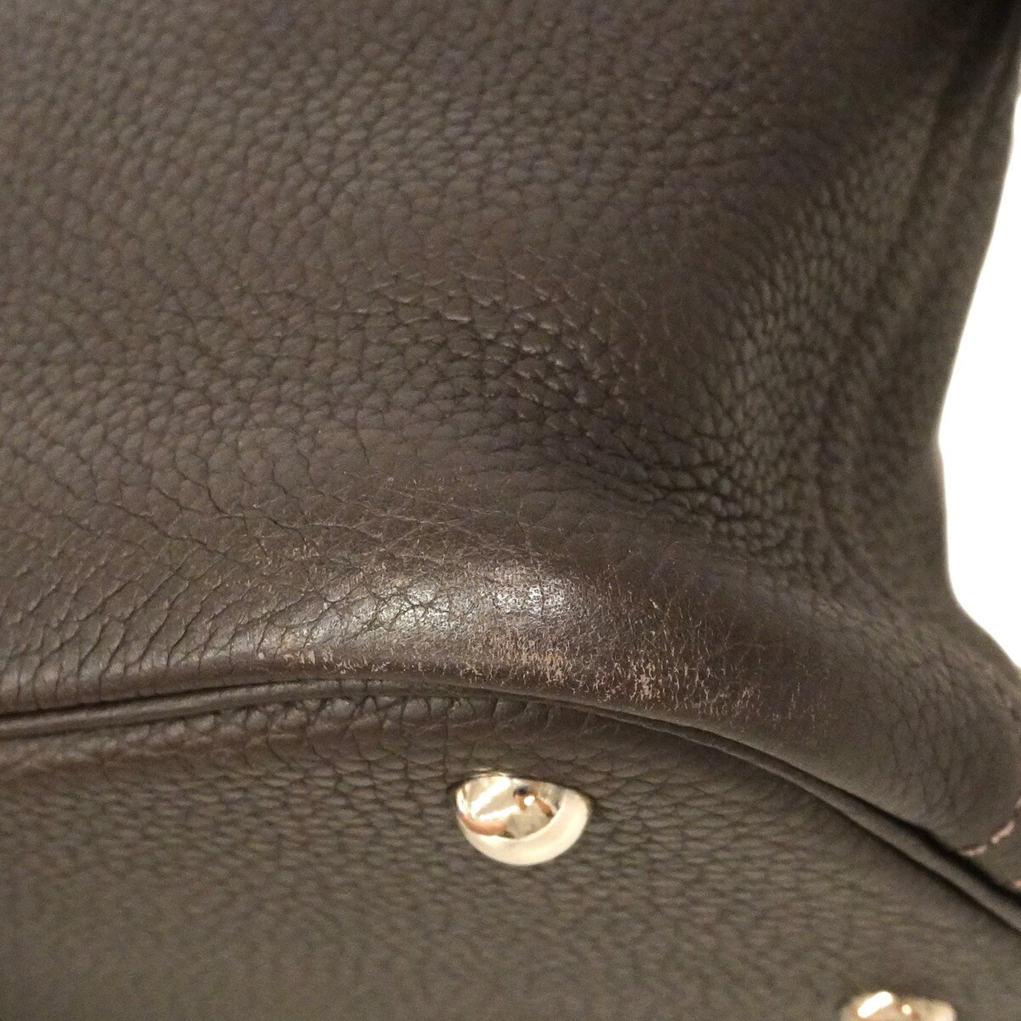 Hermes Brown Taurillon Clemence Leather Handbag (Pre-Owned)
