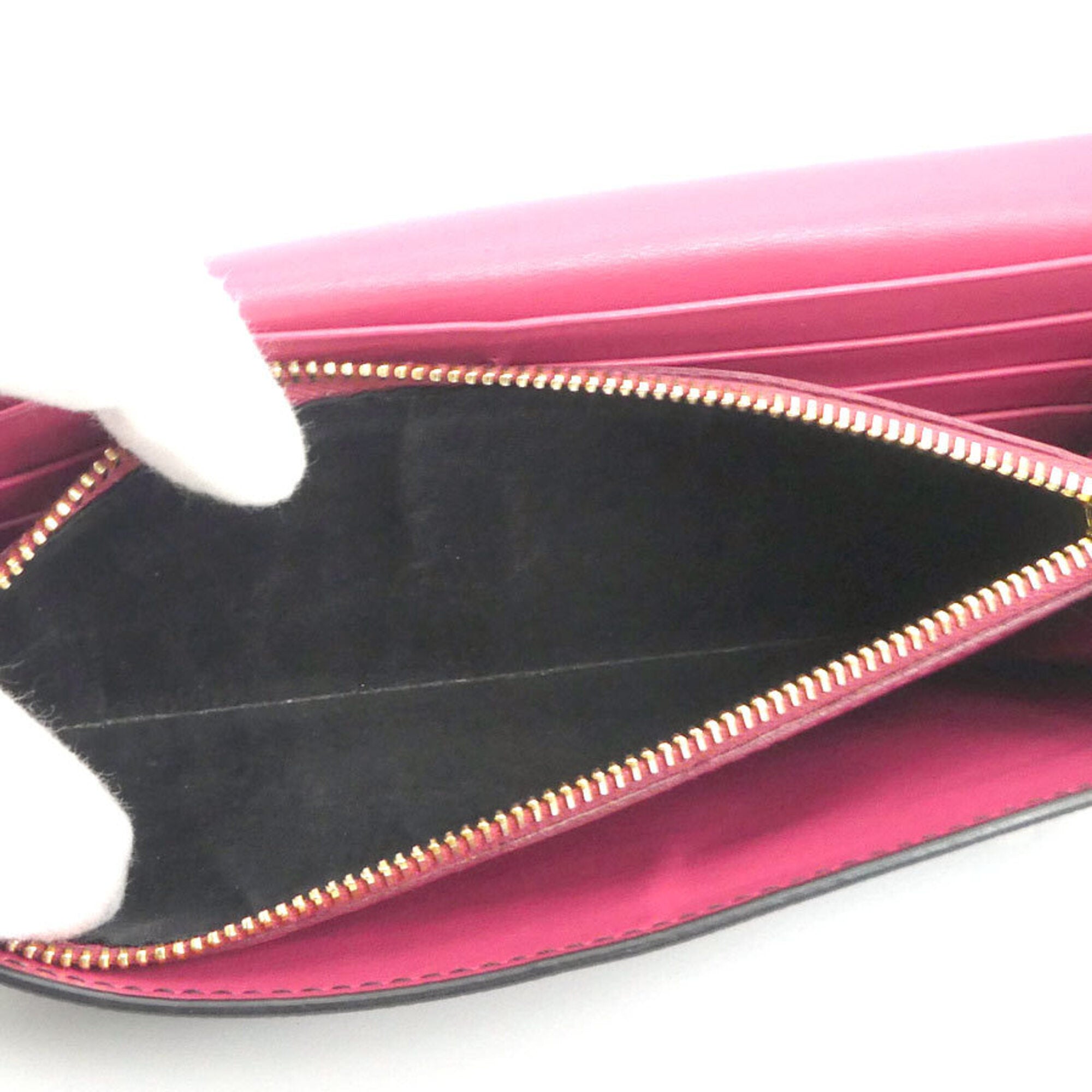 Prada Black Pink Leather Long Wallet (Bi-Fold) (Pre-Owned)